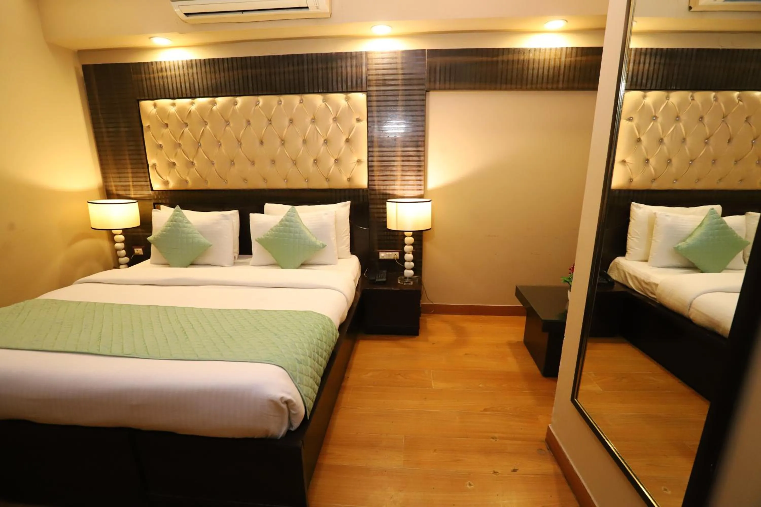 Photo of the whole room, Bed in Hotel Palm Grand Naraina New Delhi - Couple Friendly Local IDs Accepted