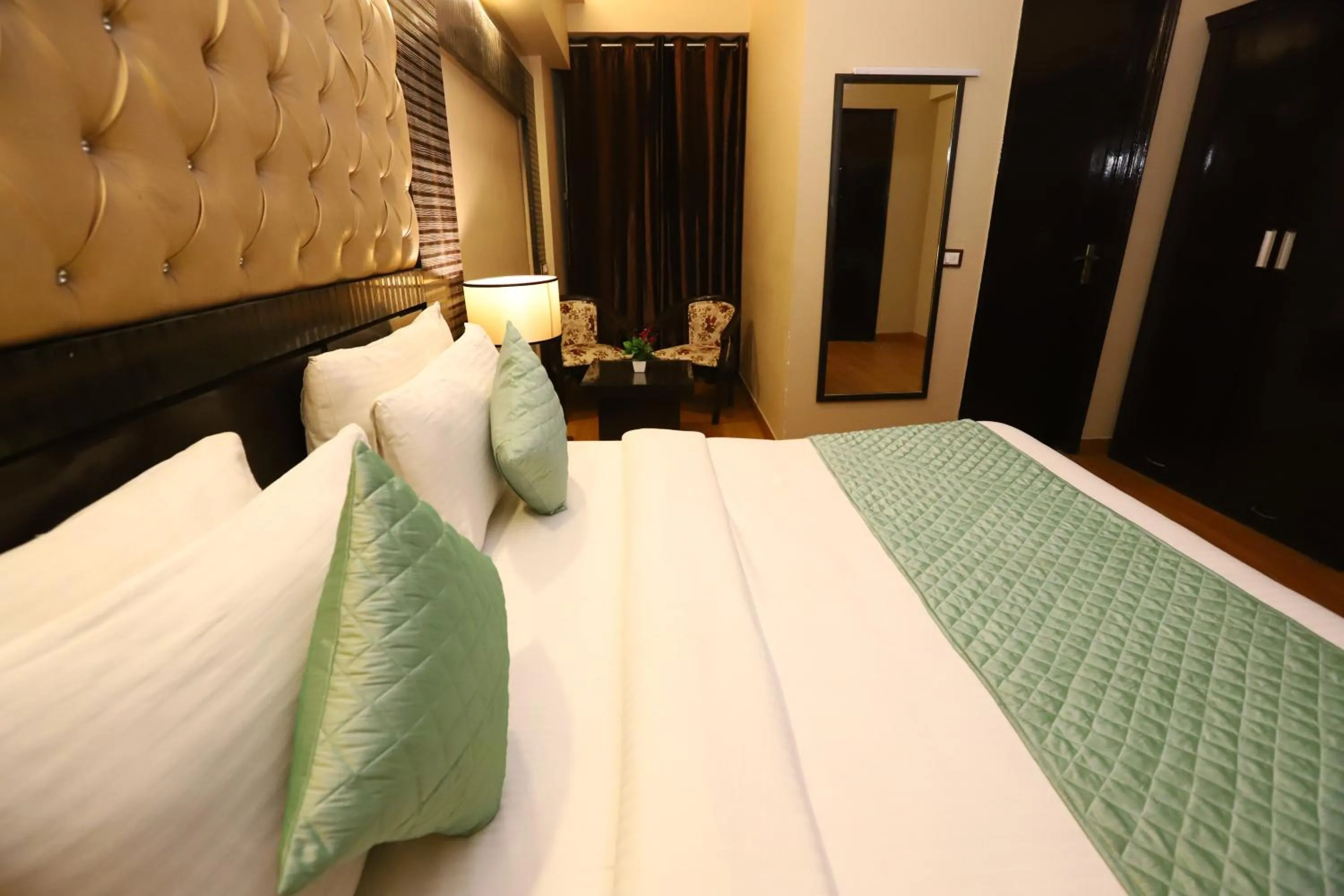 Photo of the whole room, Bed in Hotel Palm Grand Naraina New Delhi - Couple Friendly Local IDs Accepted