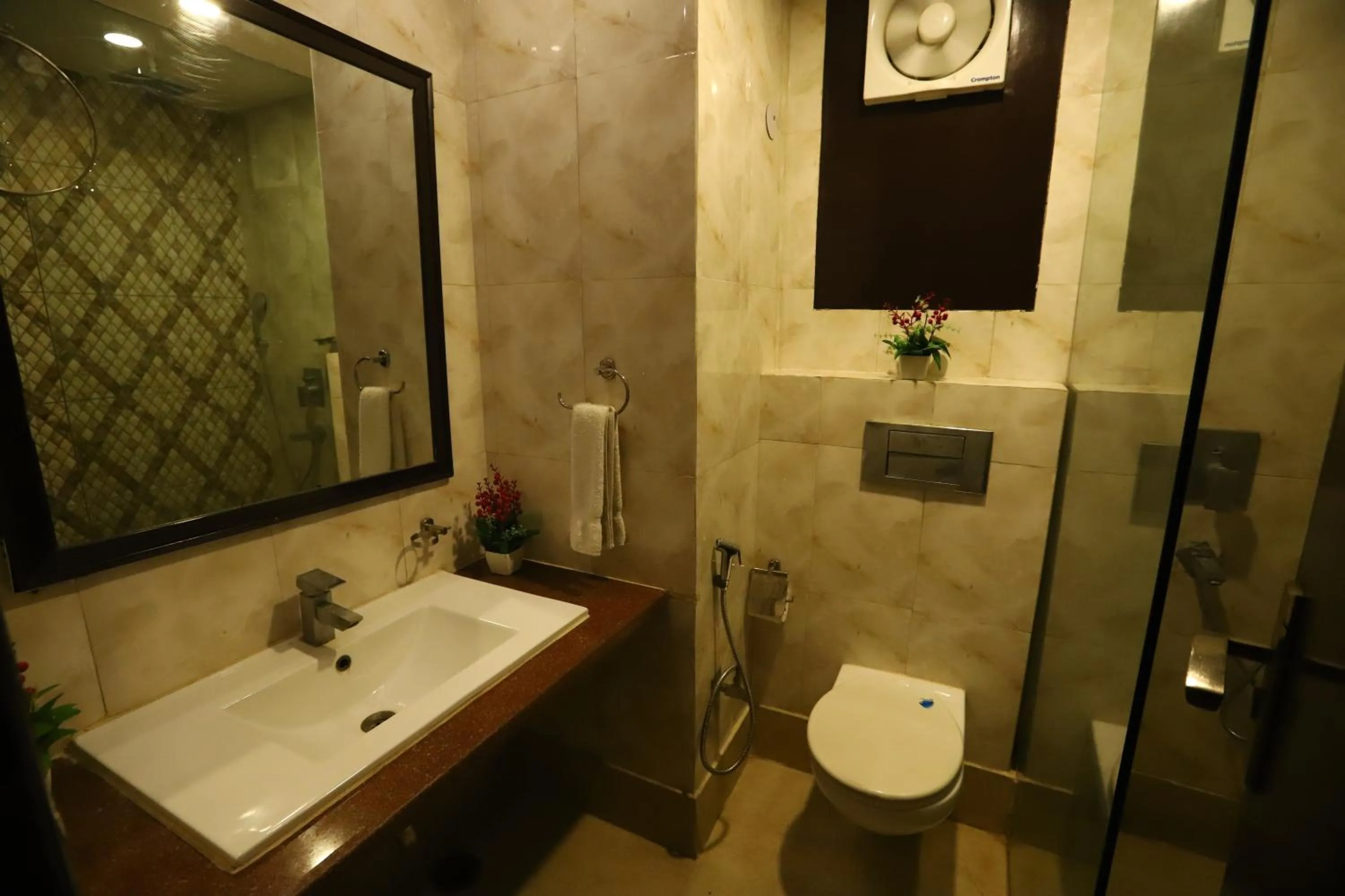 Bathroom in Hotel Palm Grand Naraina New Delhi - Couple Friendly Local IDs Accepted