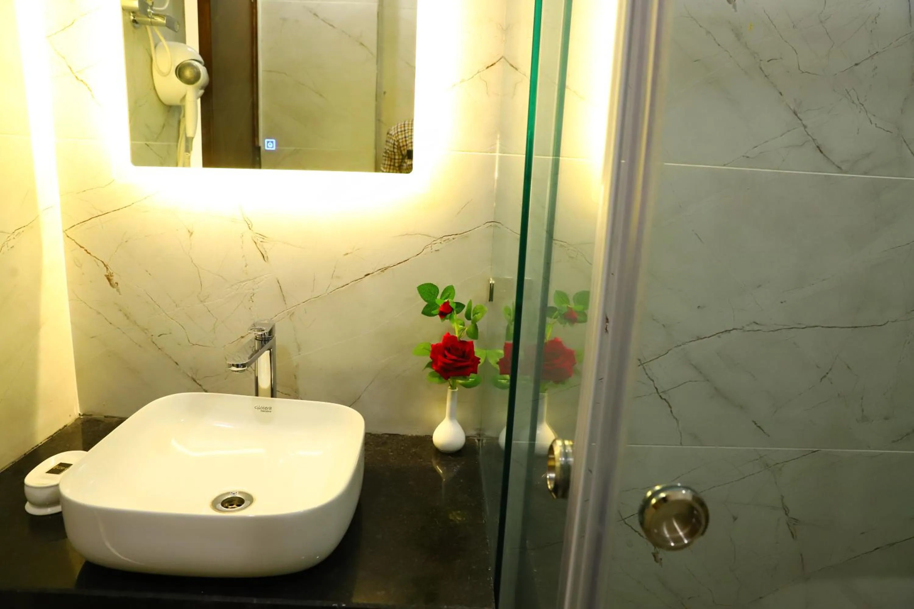 Bathroom in Hotel Palm Grand Naraina New Delhi - Couple Friendly Local IDs Accepted