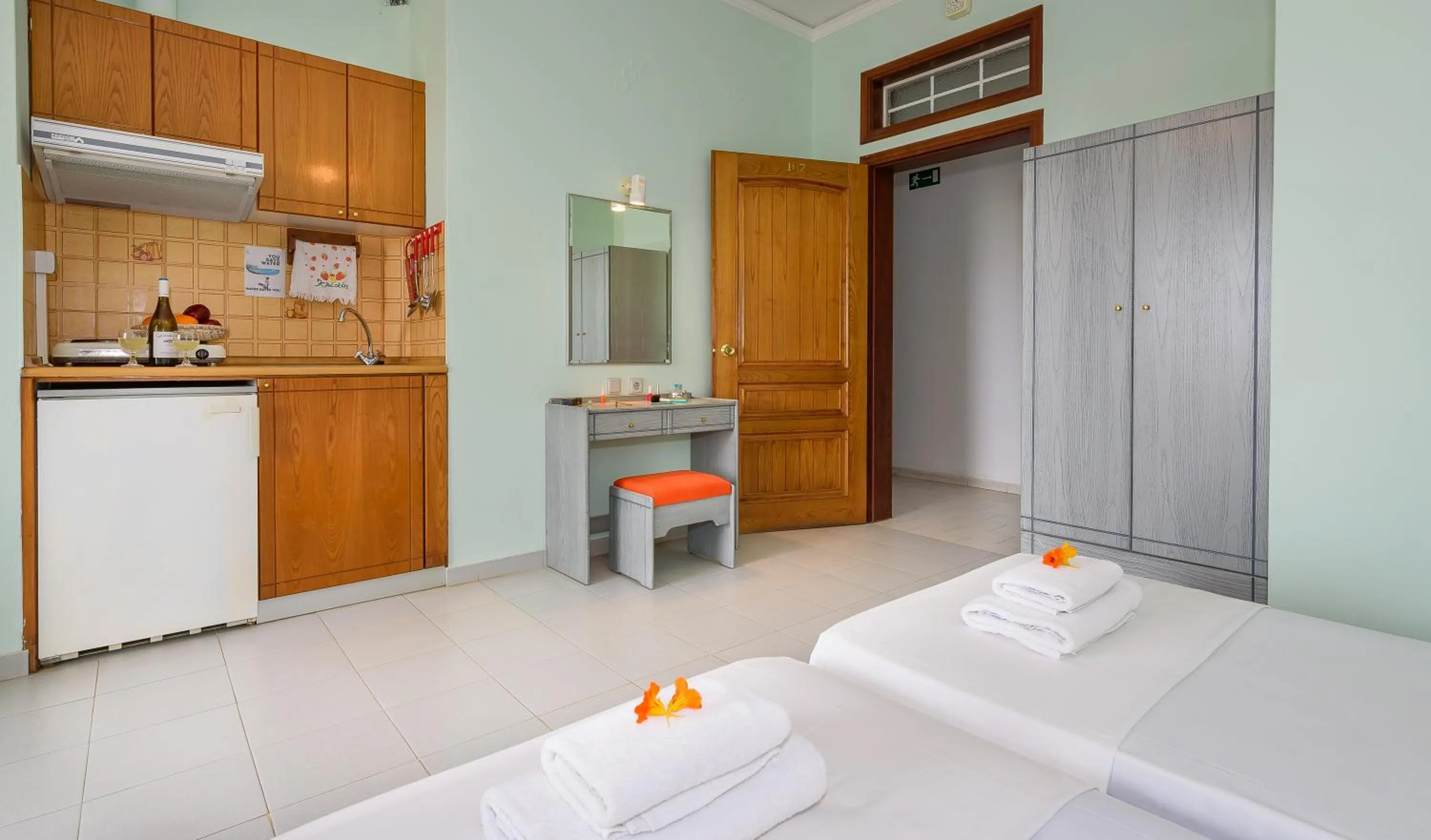 Bed in Louladakis Apartments