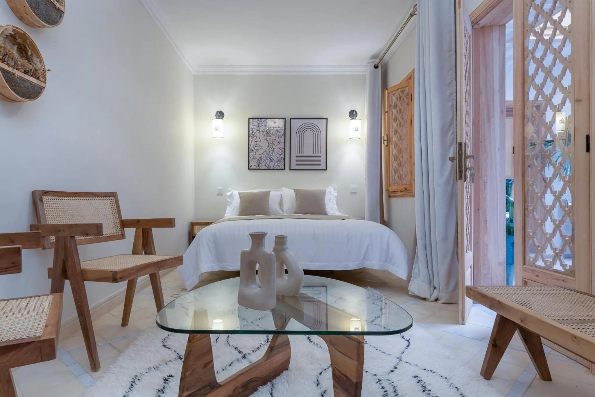 Seating area, Bed in Riad Le Saadien ,Adult only
