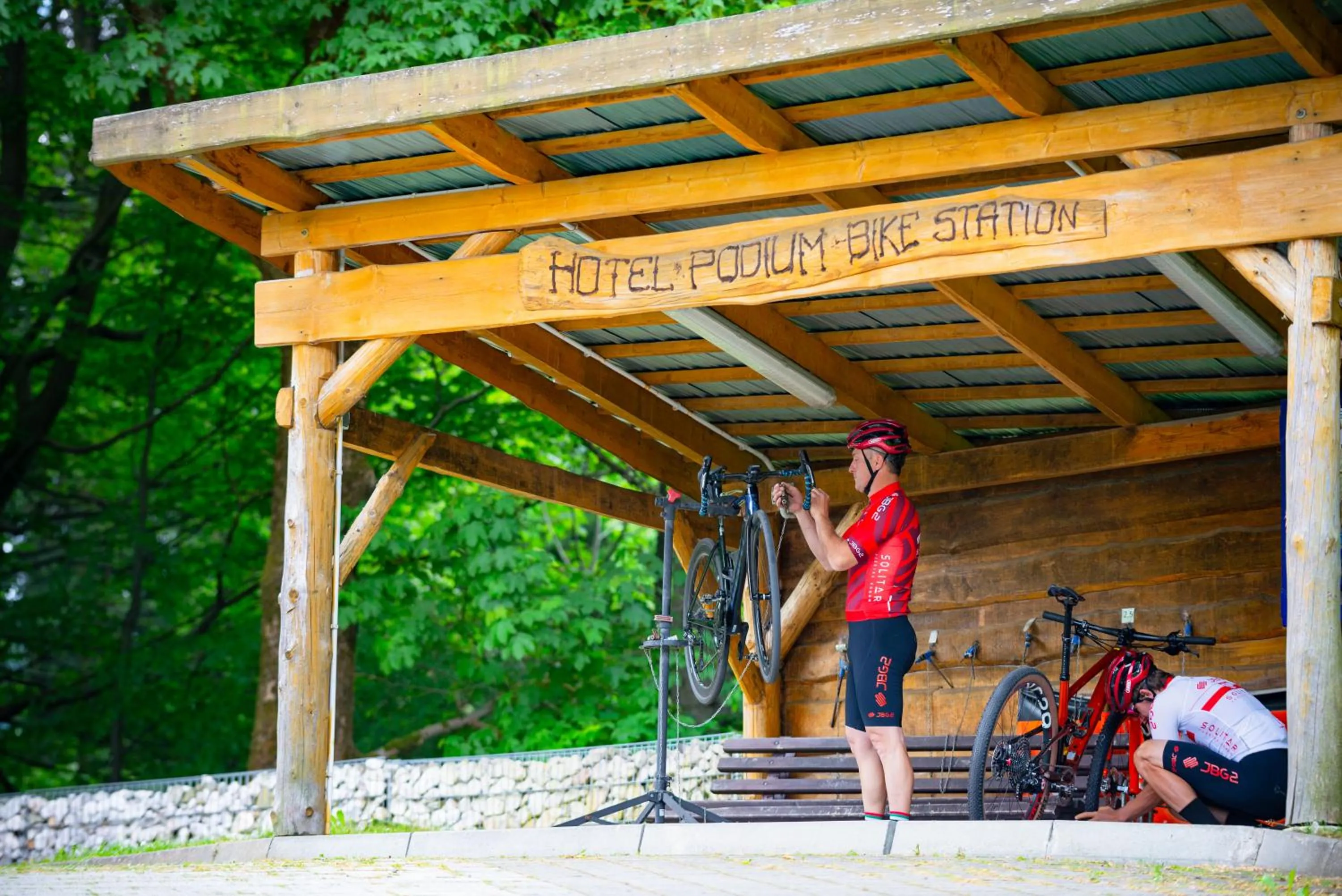 People in Hotel Podium