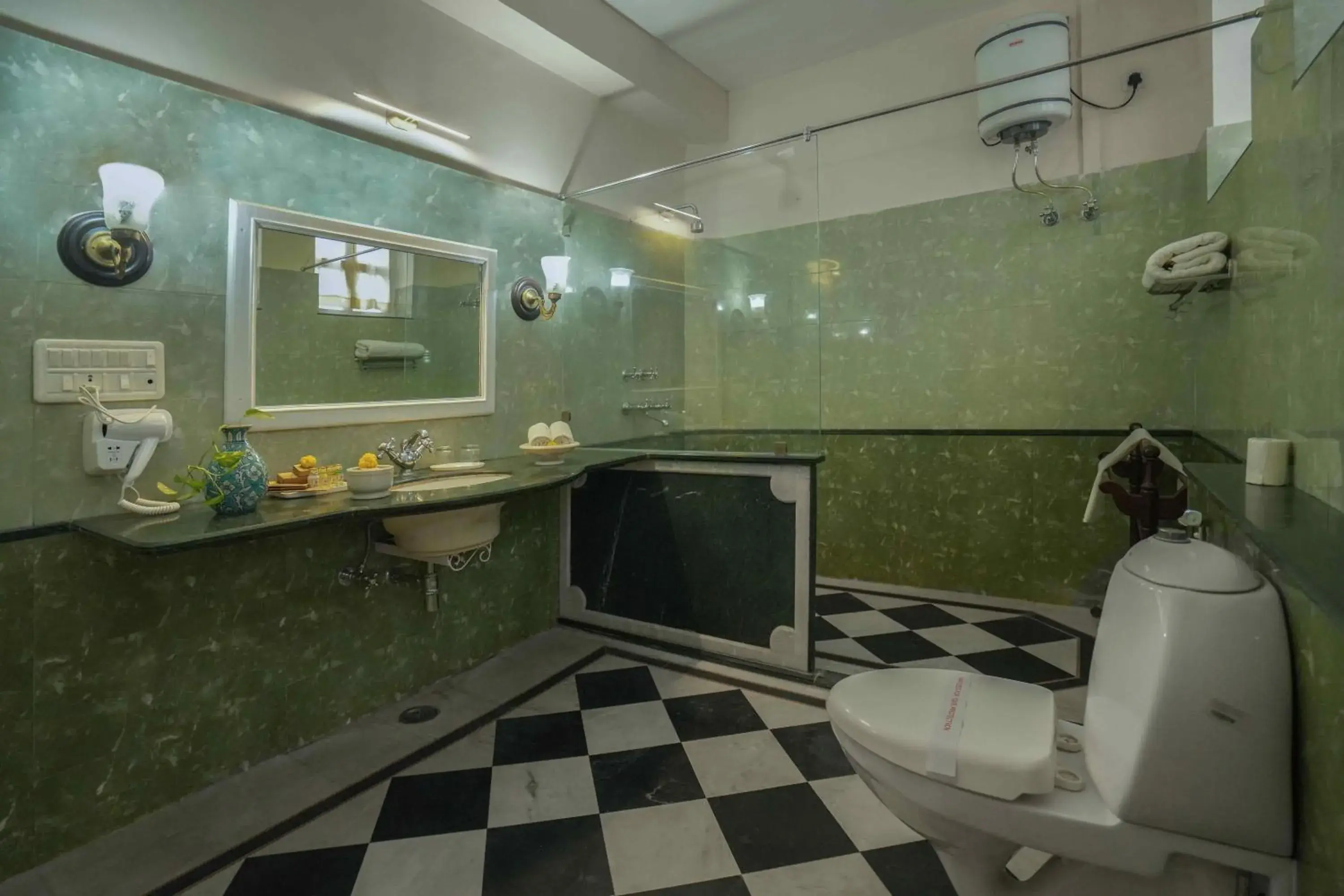 Bathroom in Diggi Palace - A City Center Hidden Heritage Gem Bathroom in Diggi Palace - A City Center Hidden Heritage Gem