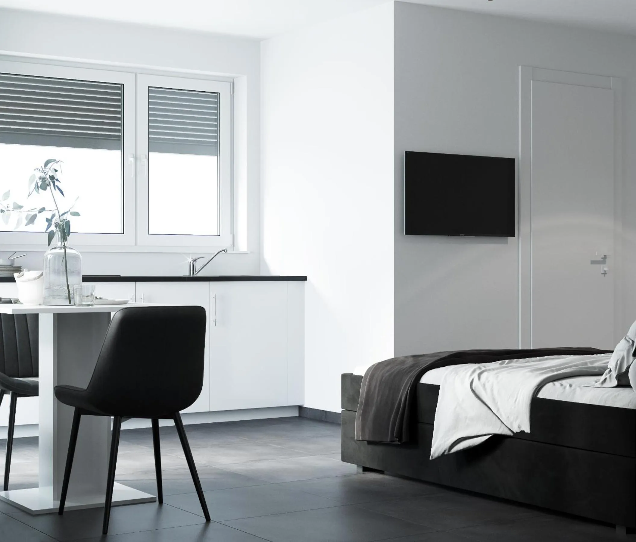 Bed in The Residences - Apartments Frankfurt