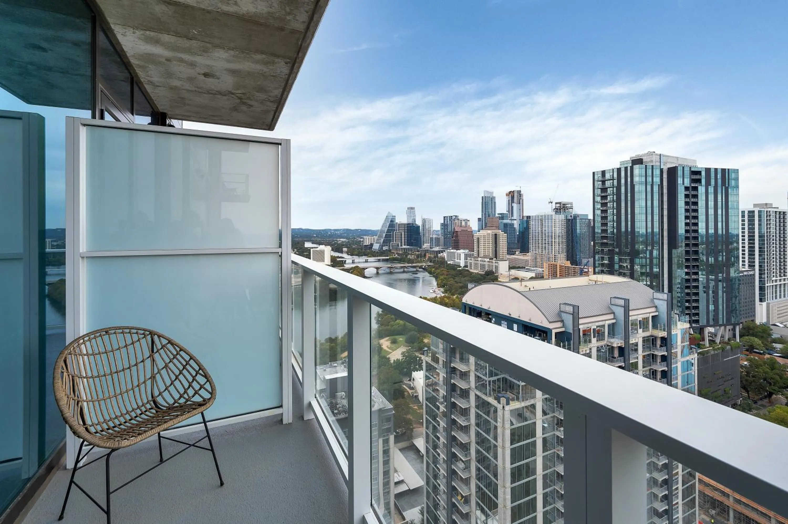 Balcony/Terrace in Upscale Rainey St Condo Homes - Peloton, gym, rooftop pool, wifi included