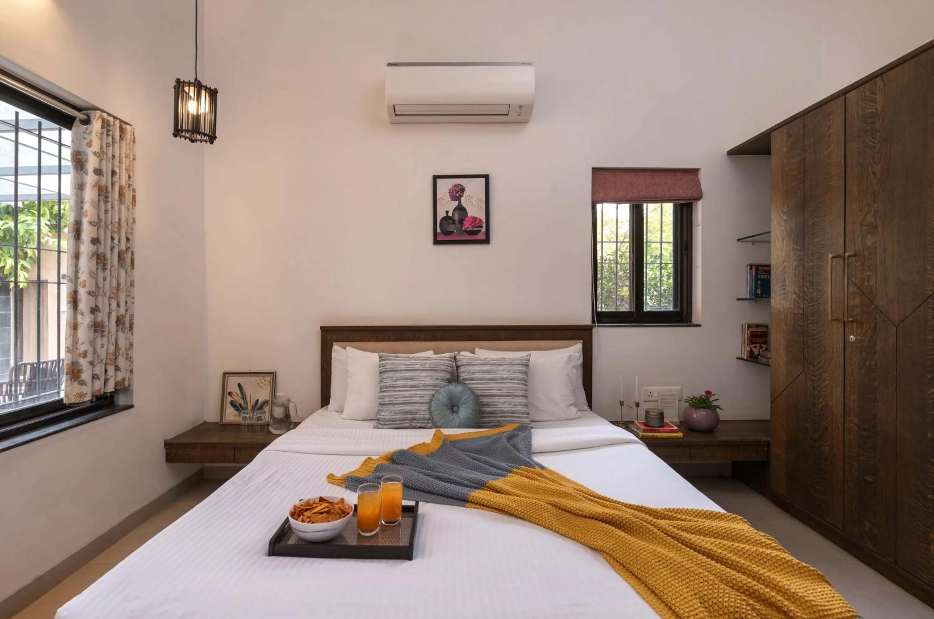 Bed in SaffronStays Eden - 3BR vineyard-side pool villa with jacuzzi, farm dining, stargazing deck & lawns for celebrations