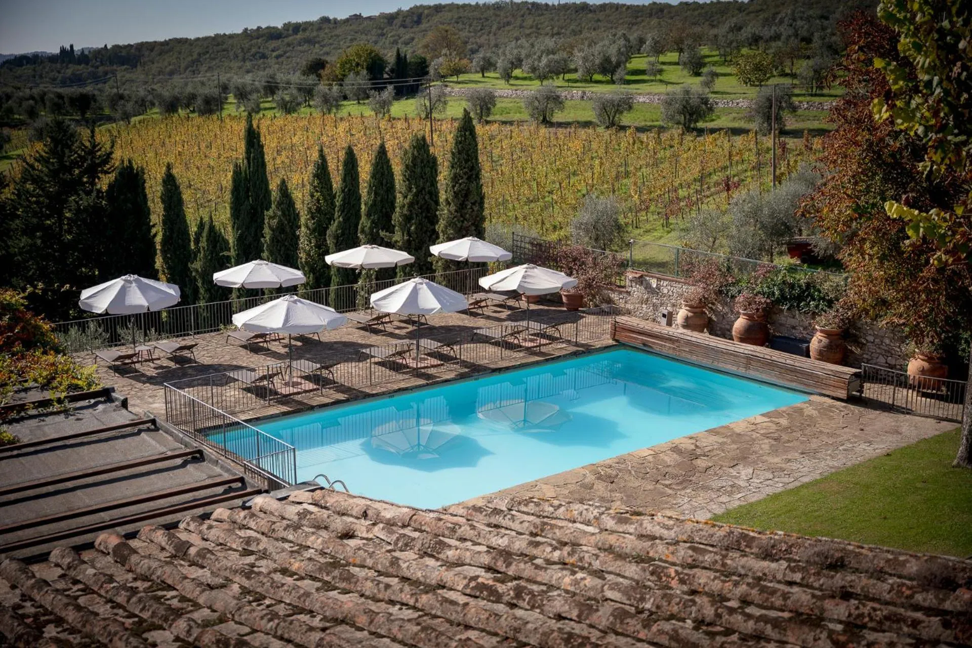 Pool view in Relais Vignale & Spa