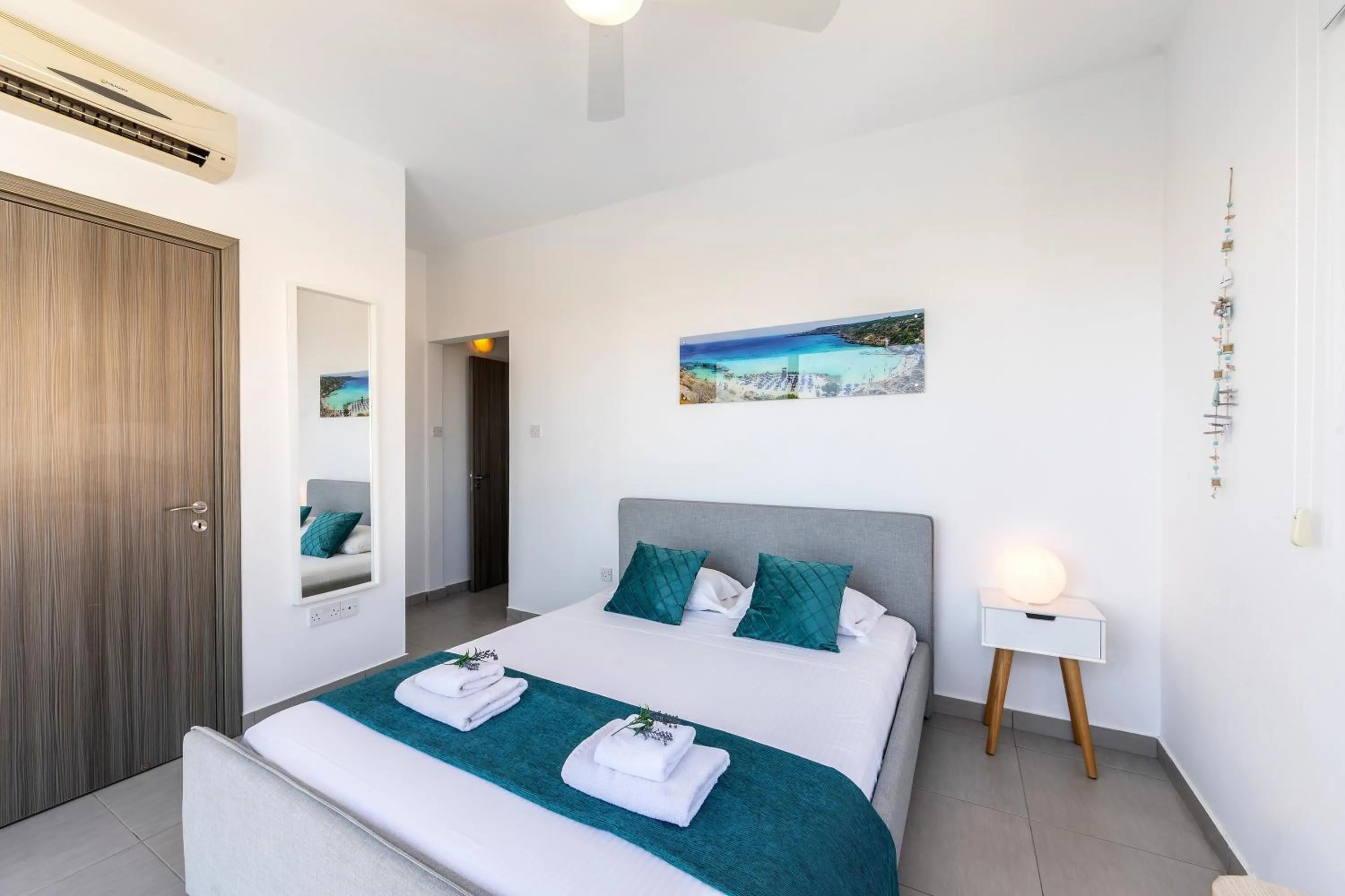 Bed in Ayia Thekla Seafront Villa Dagi