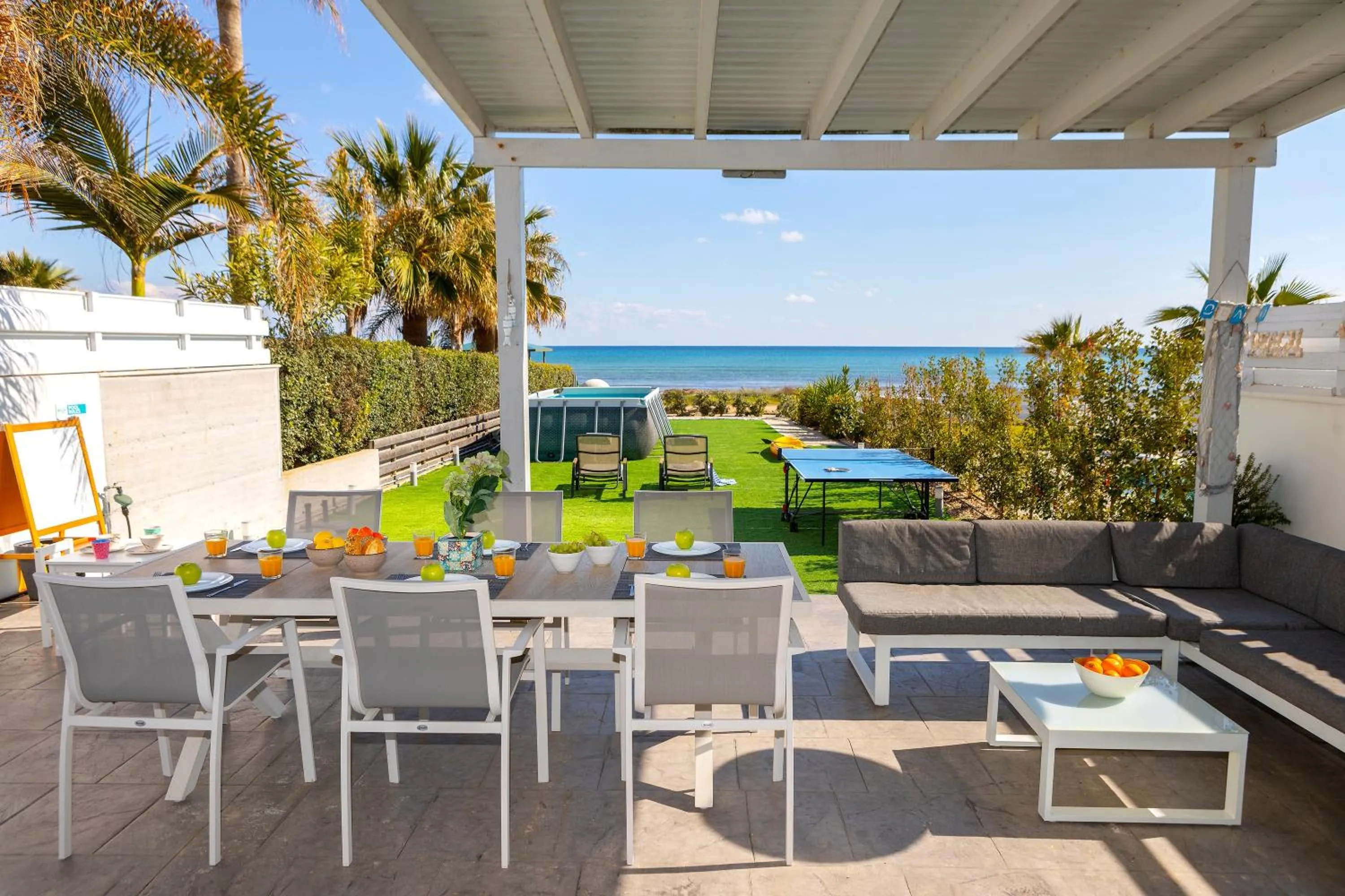 Patio in Ayia Thekla Seafront Villa Dagi