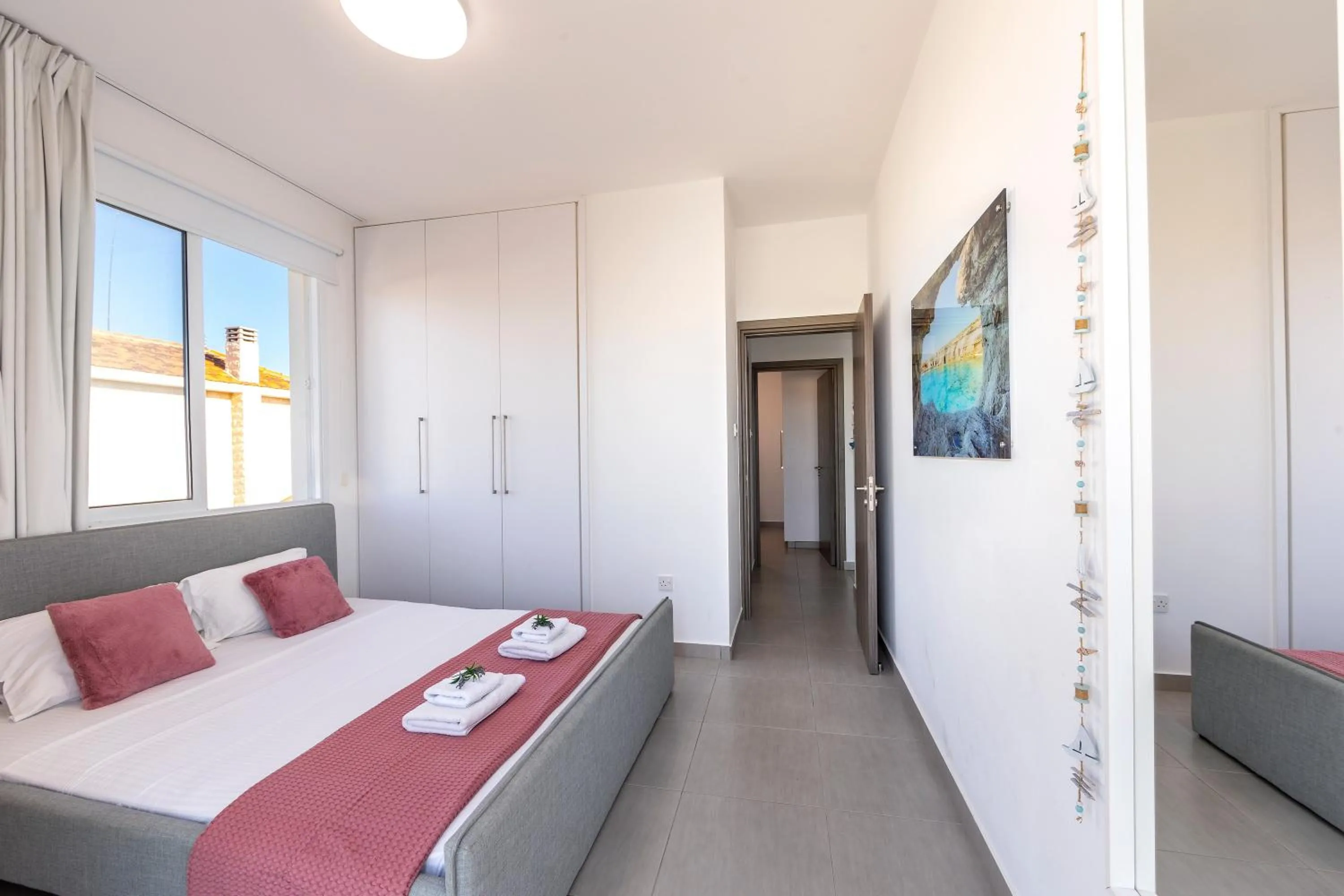 Bed in Ayia Thekla Seafront Villa Dagi