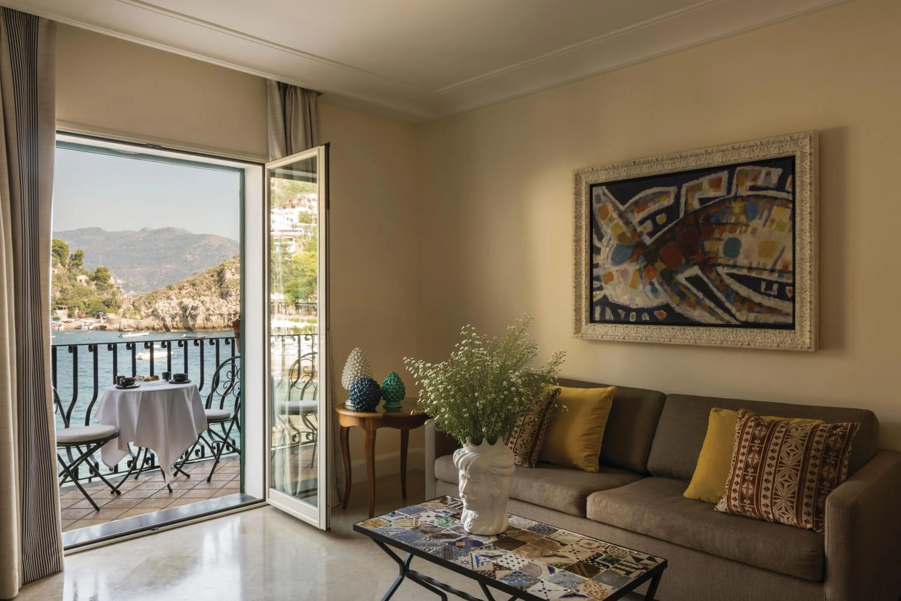 Living room in Villa Sant'Andrea, A Belmond Hotel, Taormina Mare