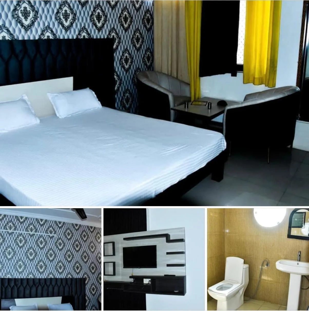 Toilet, Bed in Sangam Hotel