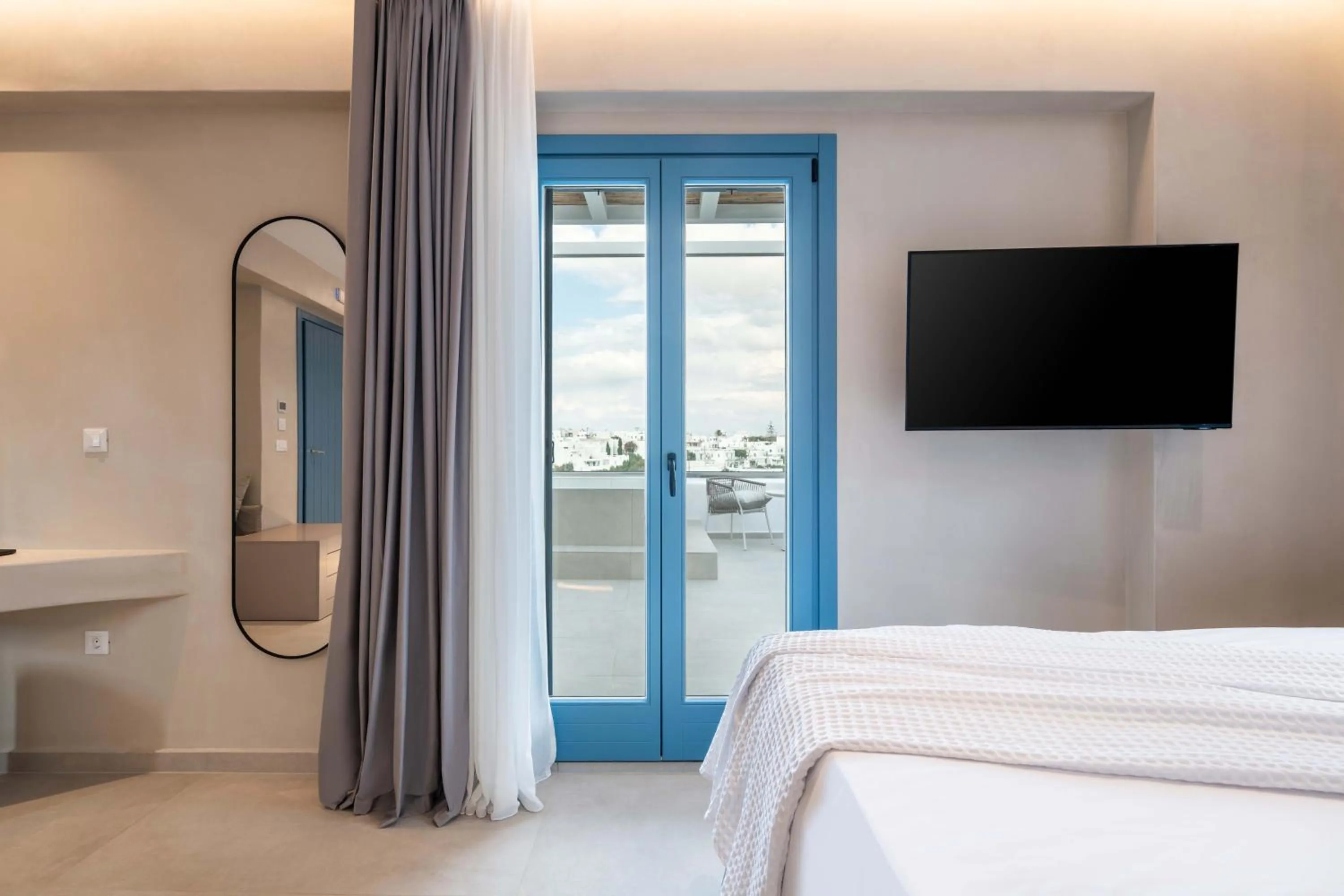 Bed in Aura Suites Paros
