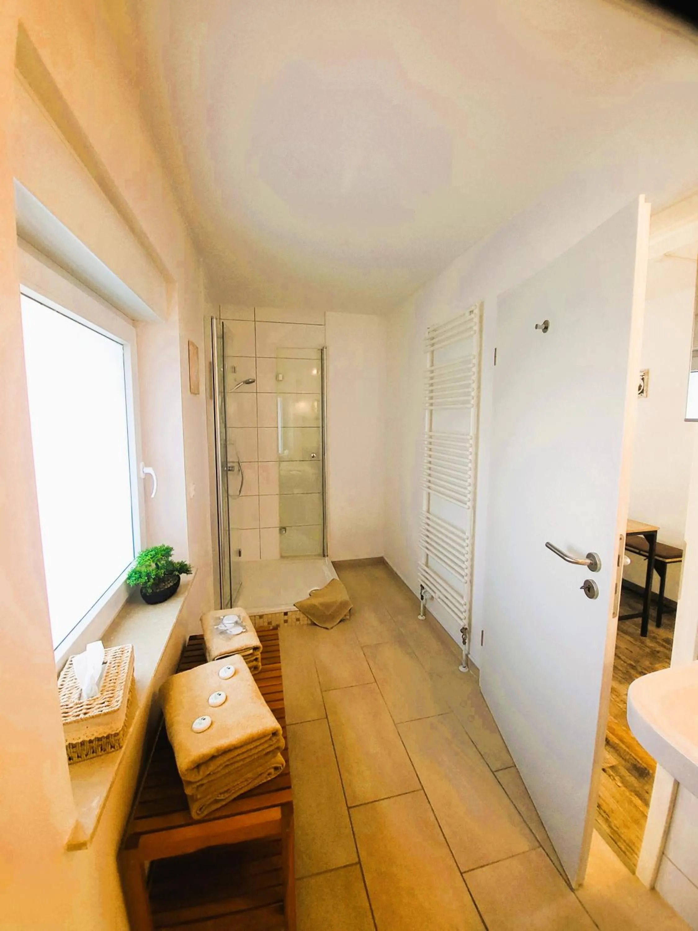 Shower, Bed in CJS Apartments - Chill or Drive am Nürburgring, new Box Spring Beds, new furniture, WLan, Spacious Rooms, Quiet Location