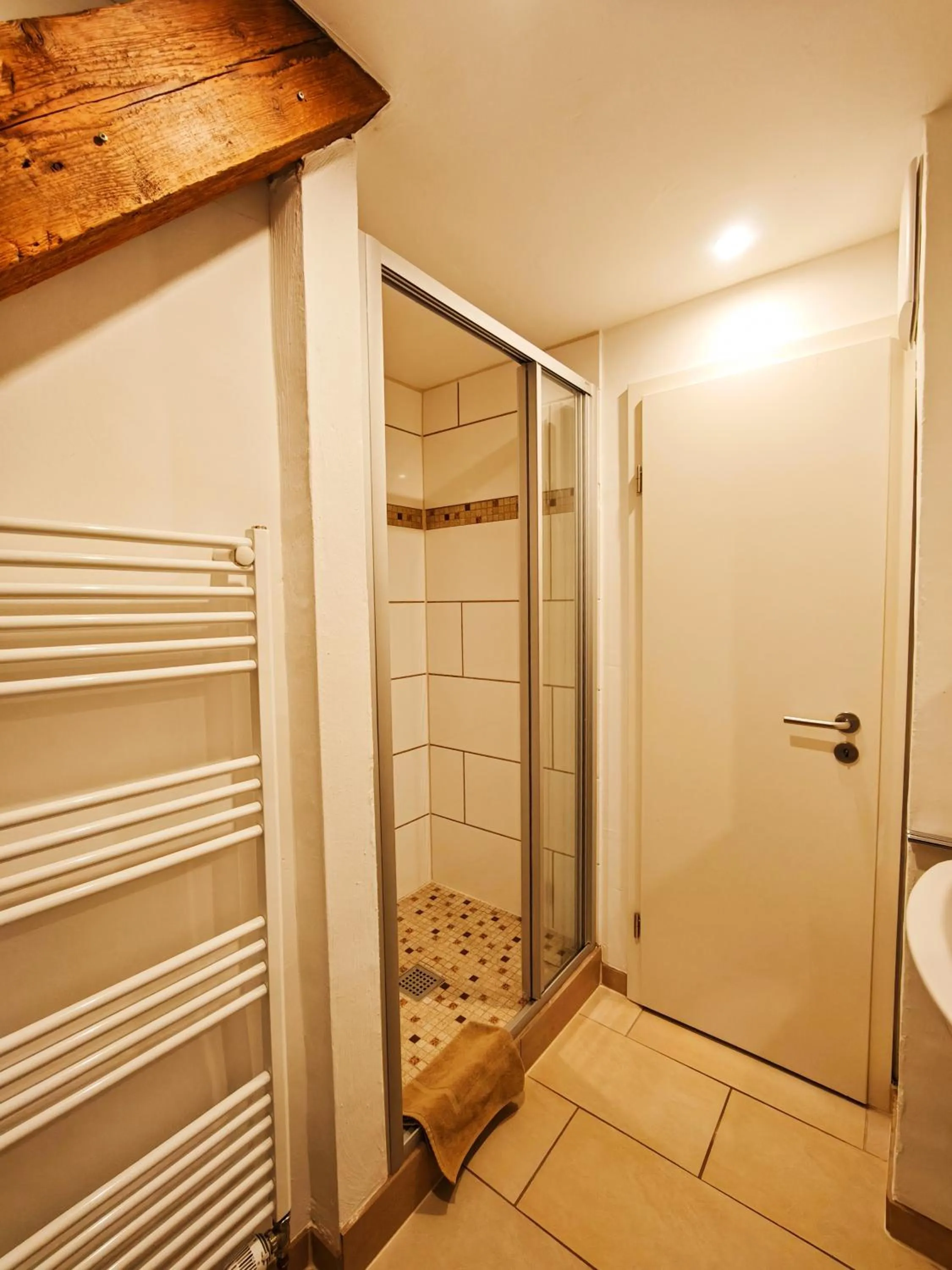 Shower in CJS Apartments - Chill or Drive am Nürburgring, new Box Spring Beds, new furniture, free Parking, WLan, TV-Streaming, Quiet Location