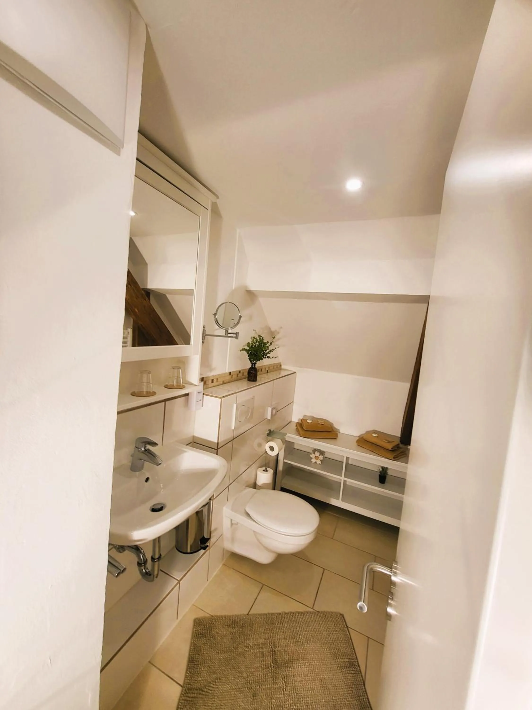 Bathroom in CJS Apartments - Chill or Drive am Nürburgring, new Box Spring Beds, new furniture, WLan, Spacious Rooms, Quiet Location