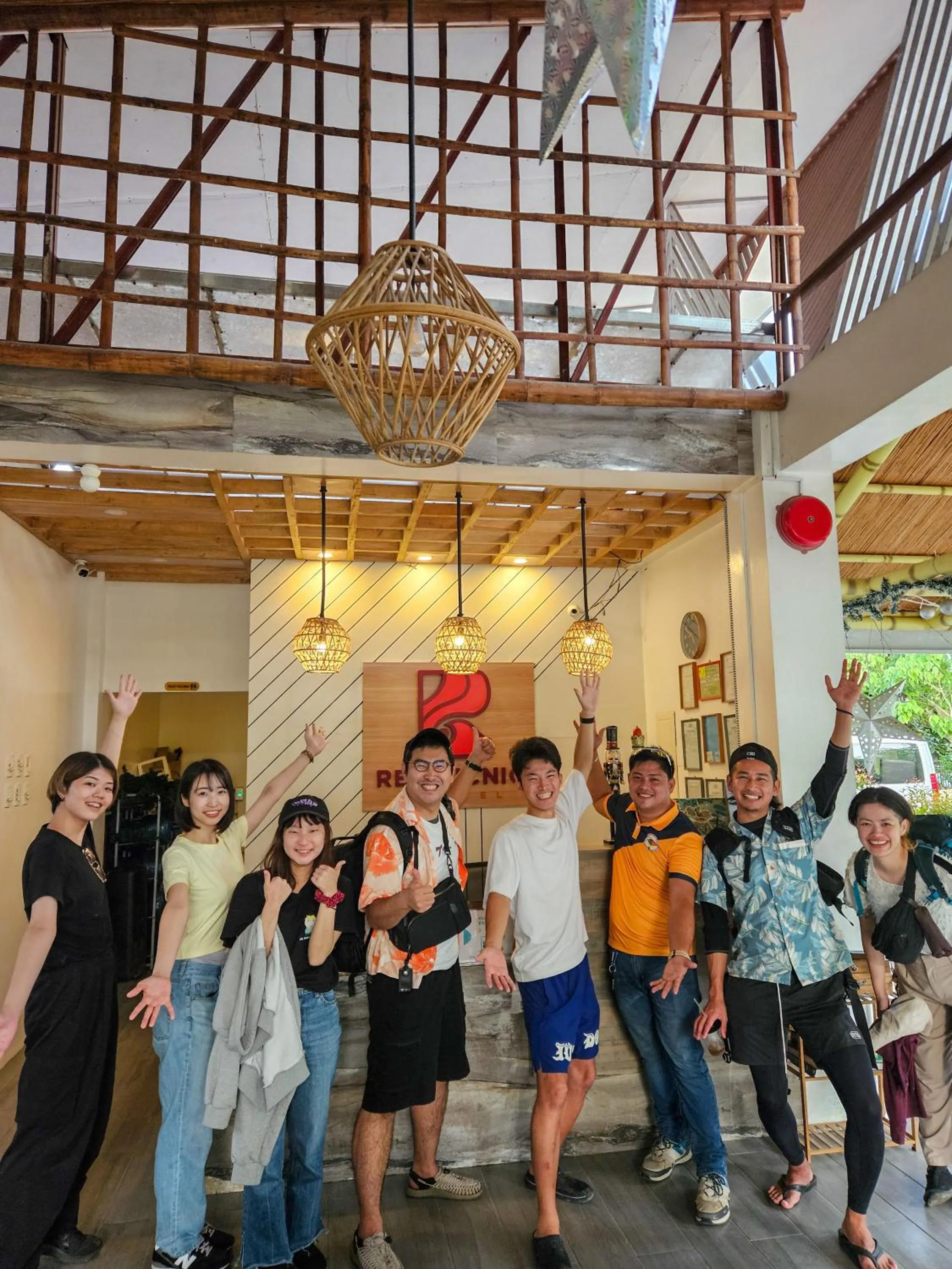 group of guests in Red Picnic Hostel Panglao