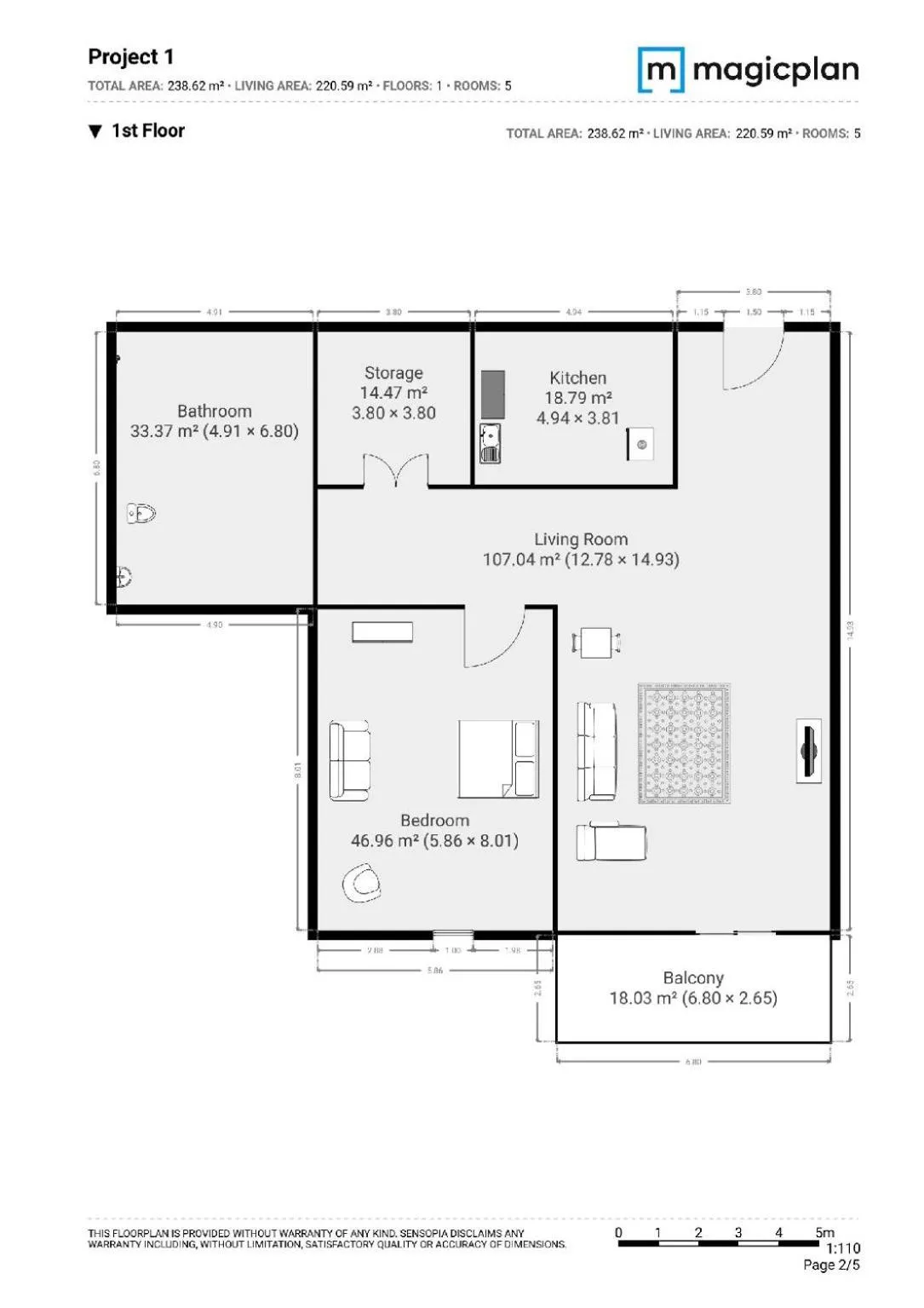 Floor plan in Apartment santai Marina