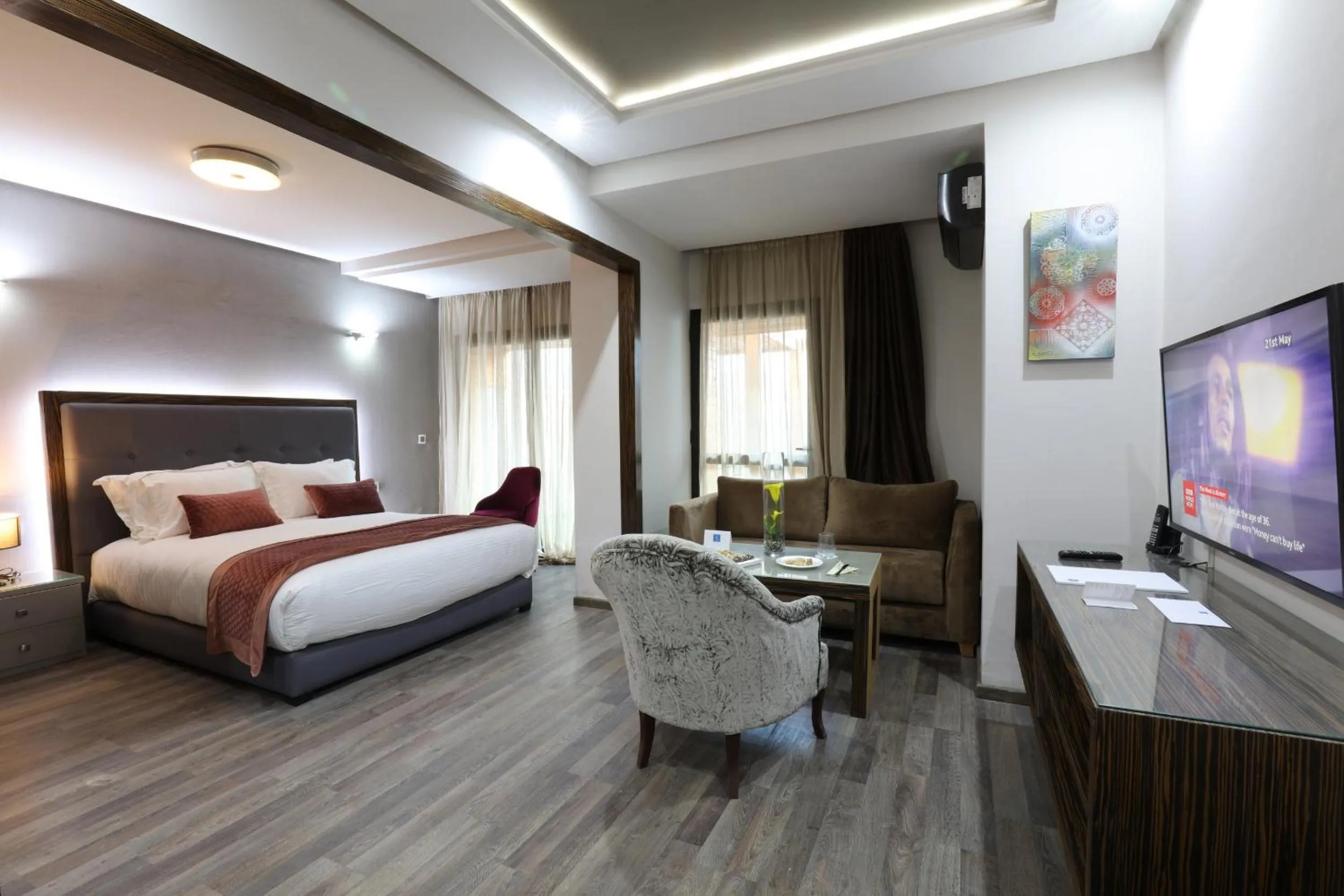 View (from property/room), Bed in Silver Suites Hotel & Spa Casablanca