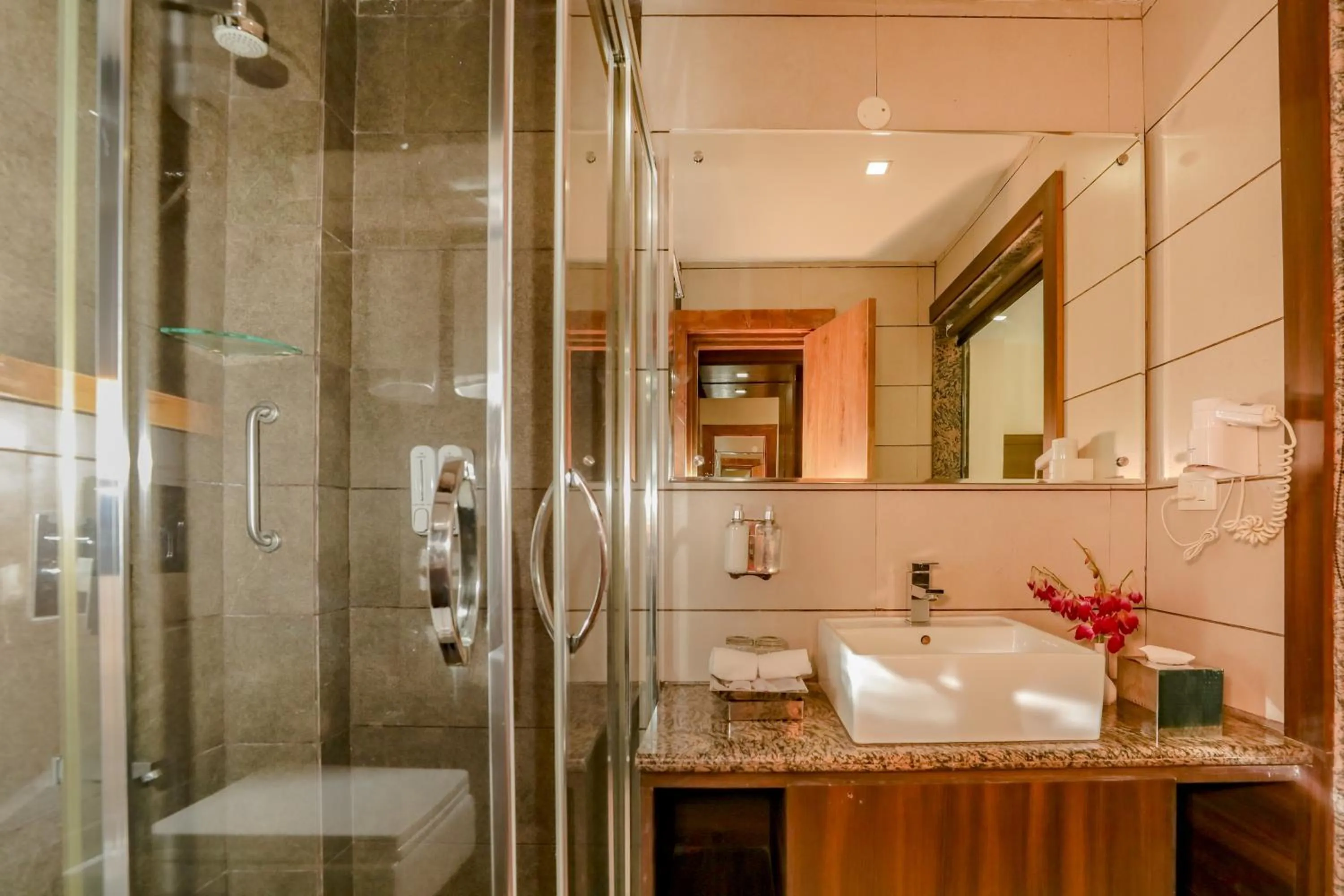 Shower in Regenta Resort Exotica Dharamshala on Hilltop