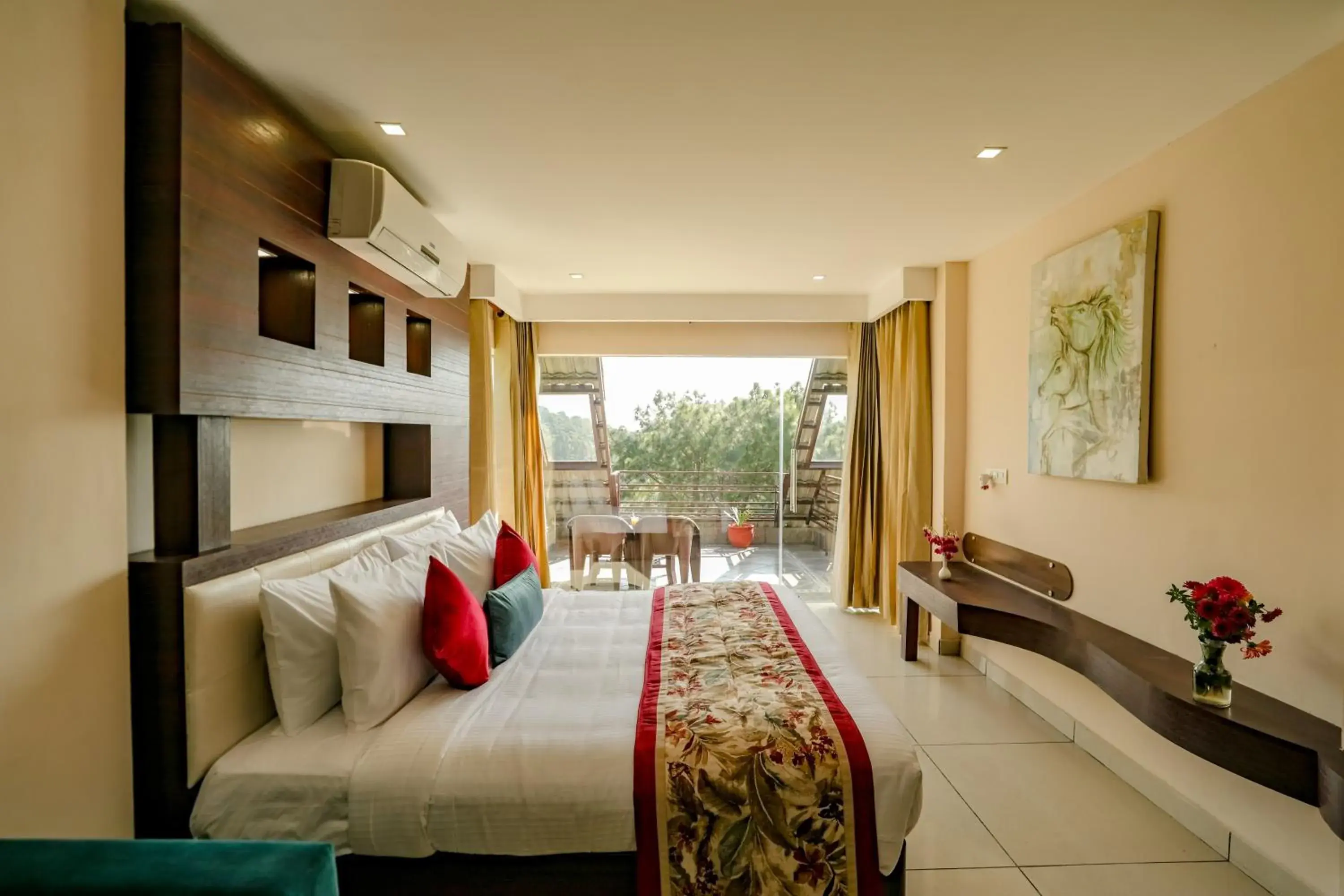 View (from property/room), Bed in Regenta Resort Exotica Dharamshala on Hilltop View (from property/room), Bed in Regenta Resort Exotica Dharamshala on Hilltop