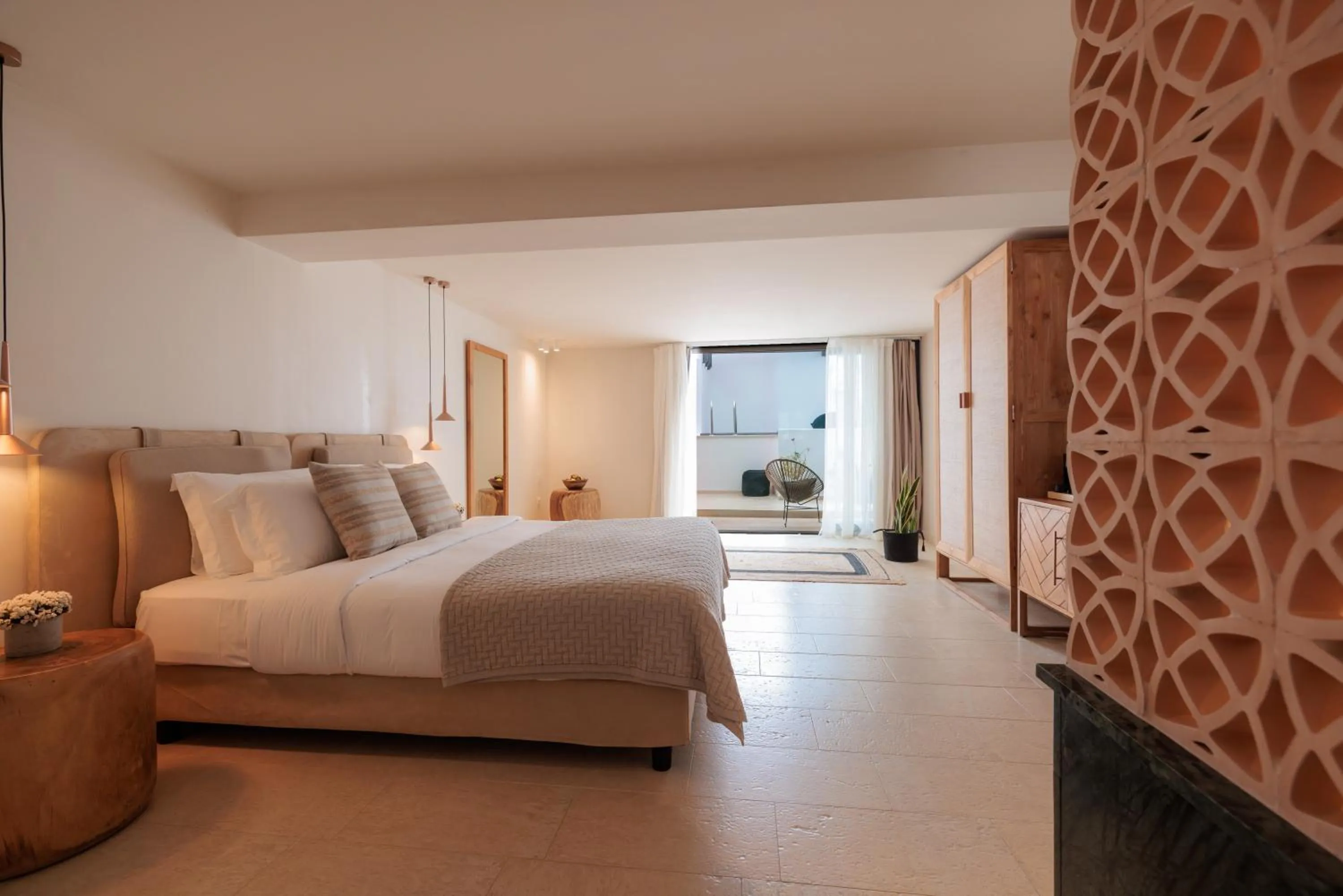 Bedroom, Bed in Asty Mykonos Hotel & Spa - World of One Hotel Group