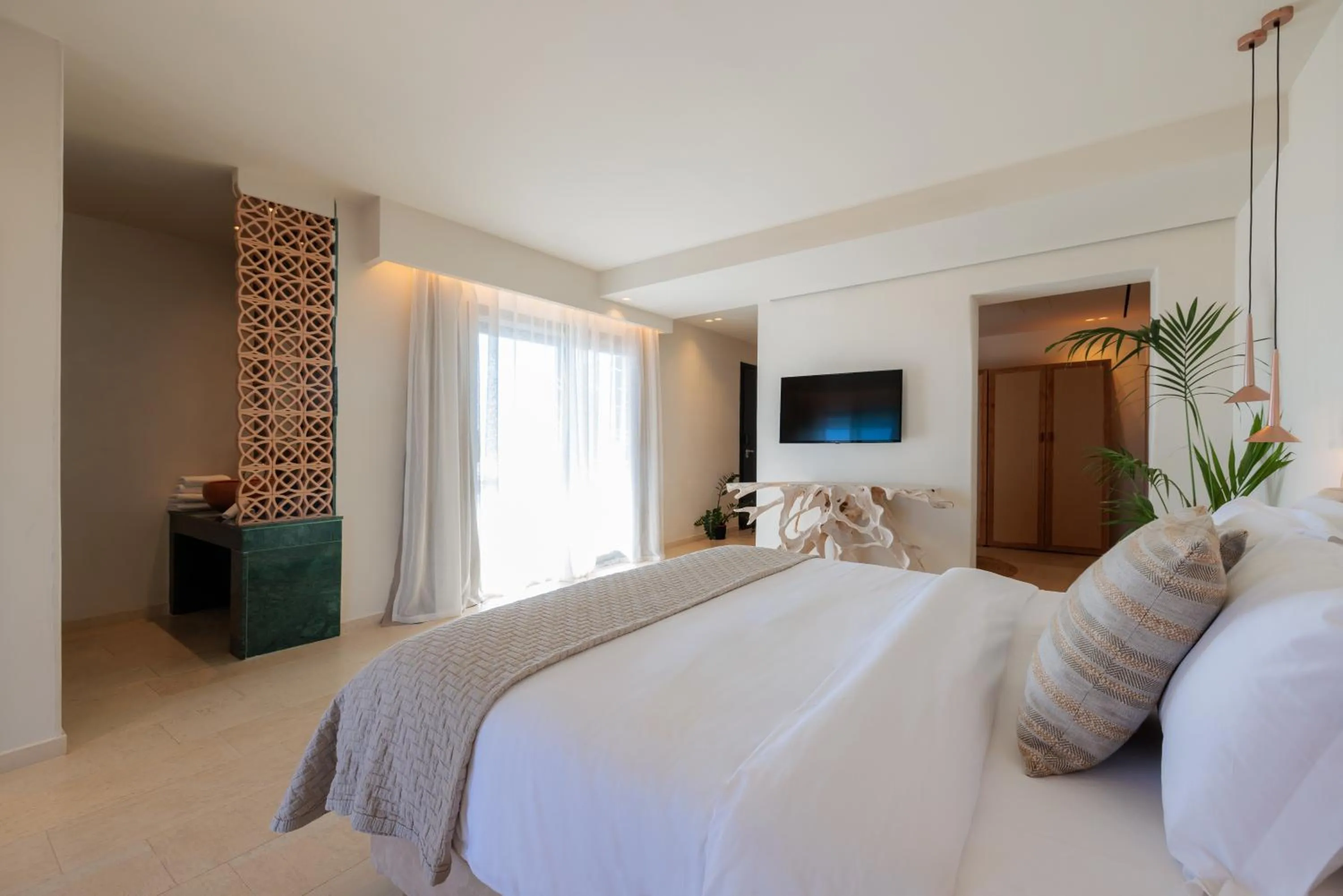 Bedroom, Bed in Asty Mykonos Hotel & Spa - World of One Hotel Group