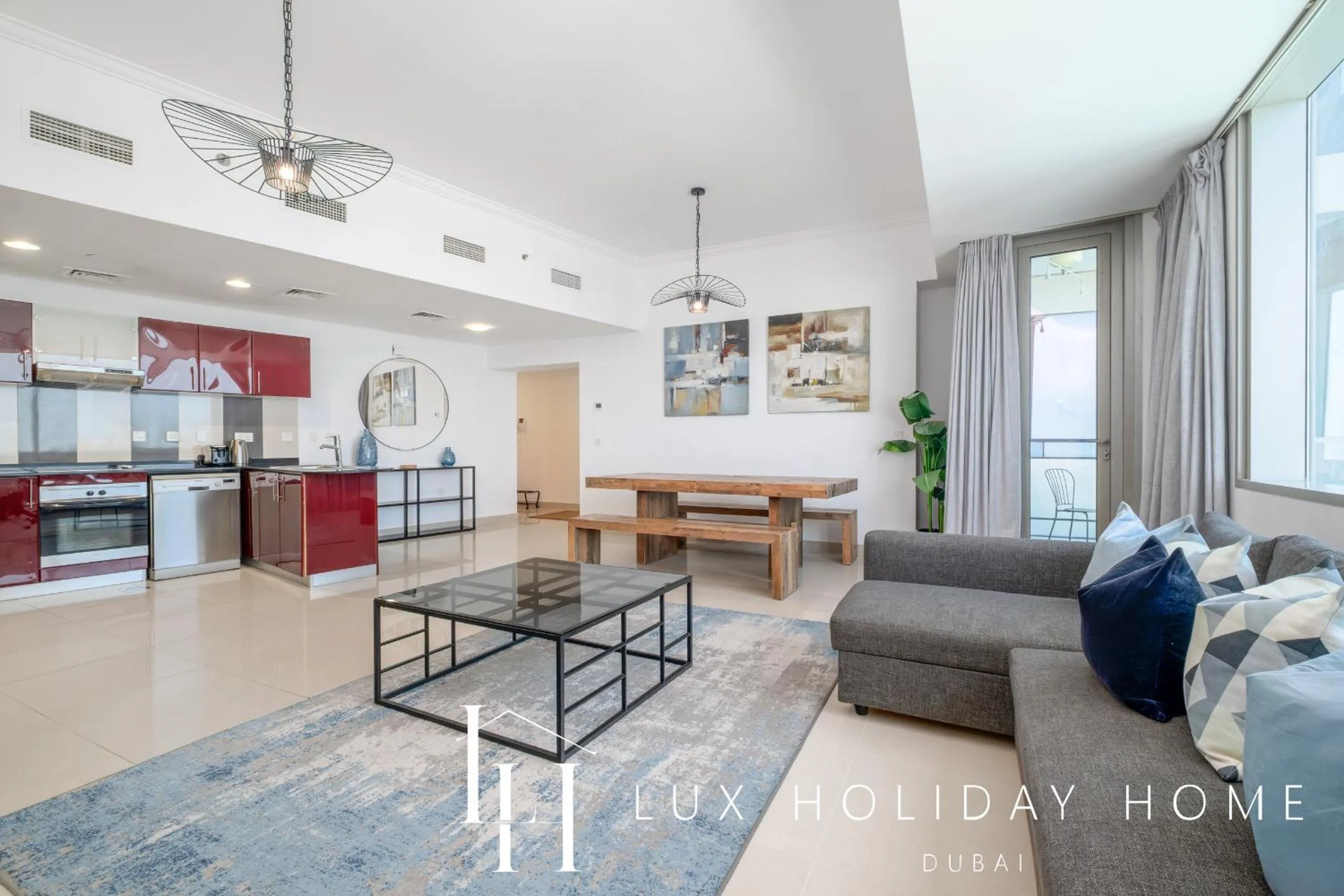 Living room in LUX The Sky View Suite Dubai Marina