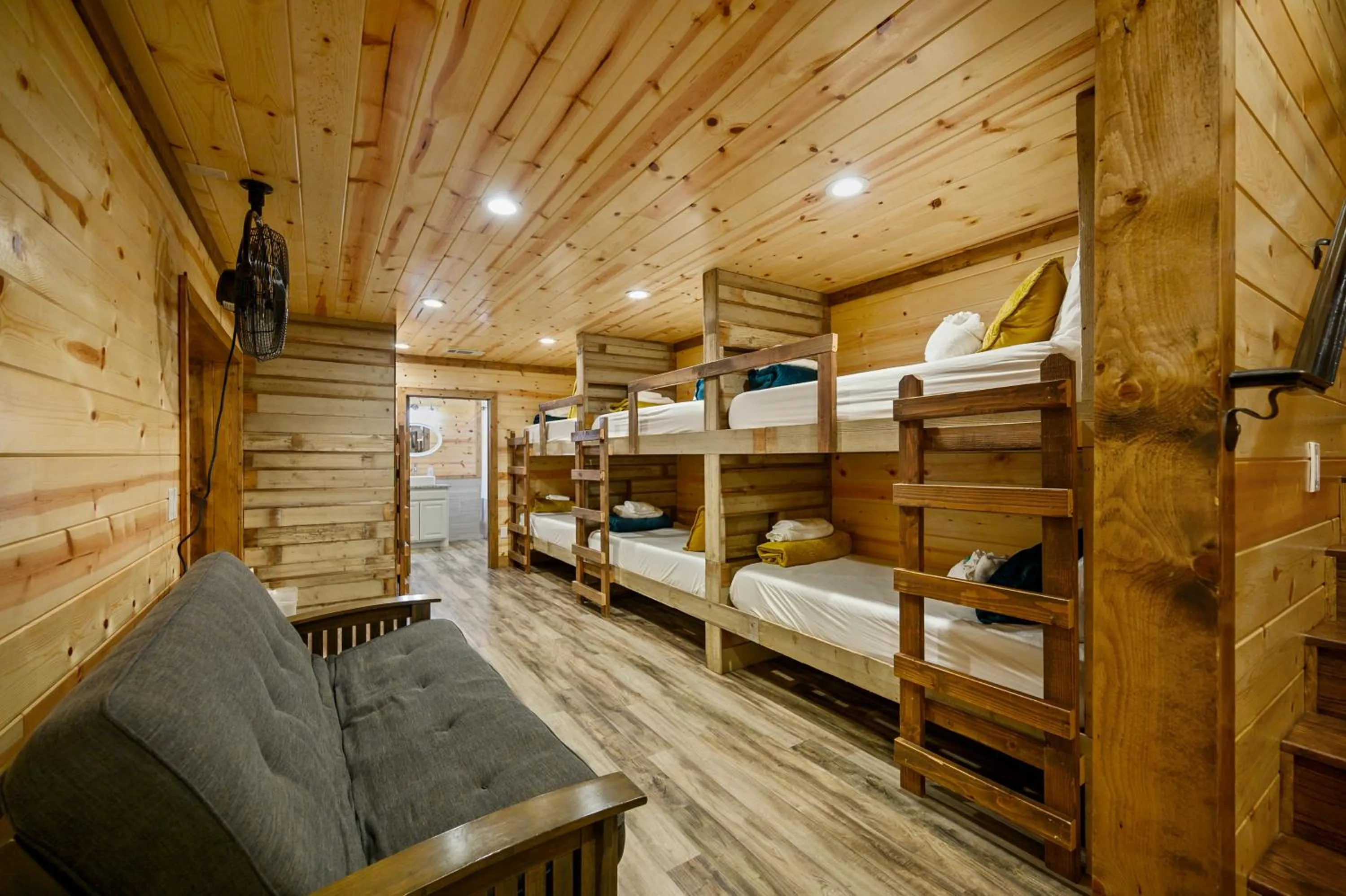 Bed in The Nomi Lodge - Sleeps 28 - Gorgeous Rustic Cabin, Centrally Located, Tons of Amenities