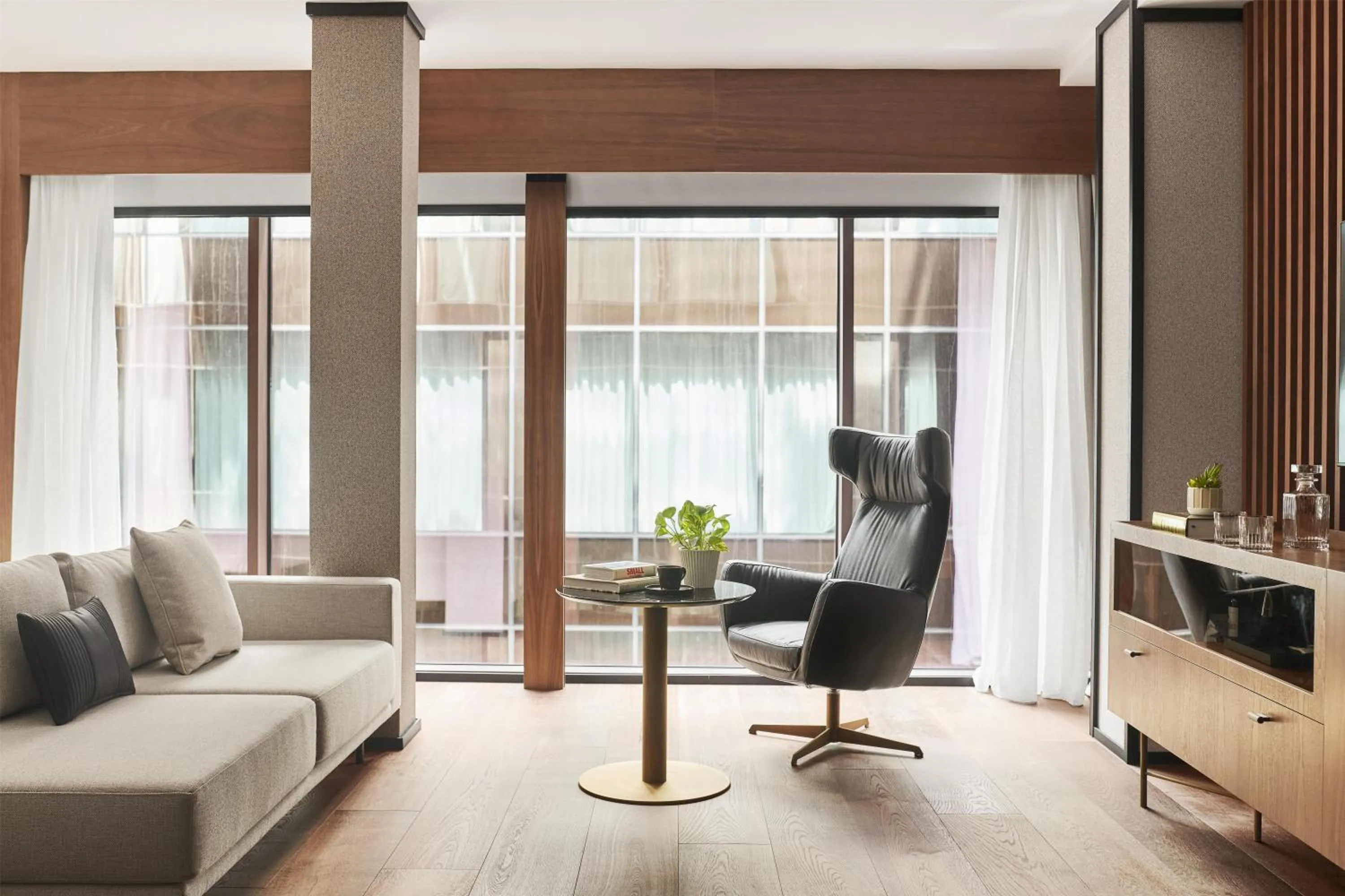 Living room in Thompson Madrid, by Hyatt