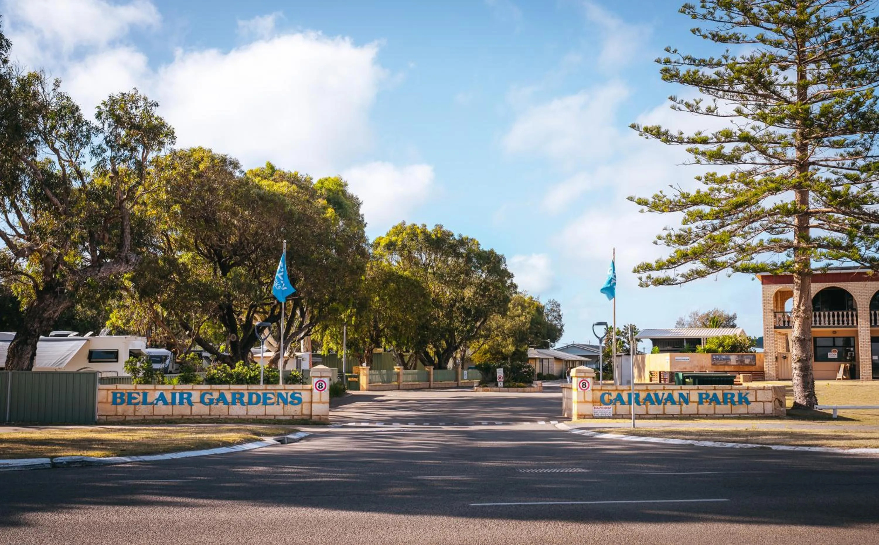 Facade/entrance in Belair Gardens Caravan Park