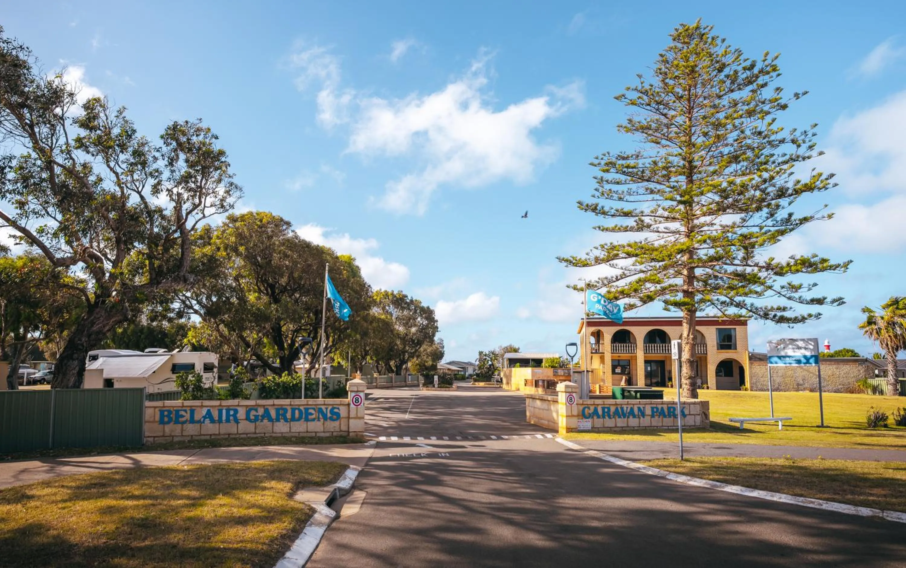 Facade/entrance in Belair Gardens Caravan Park