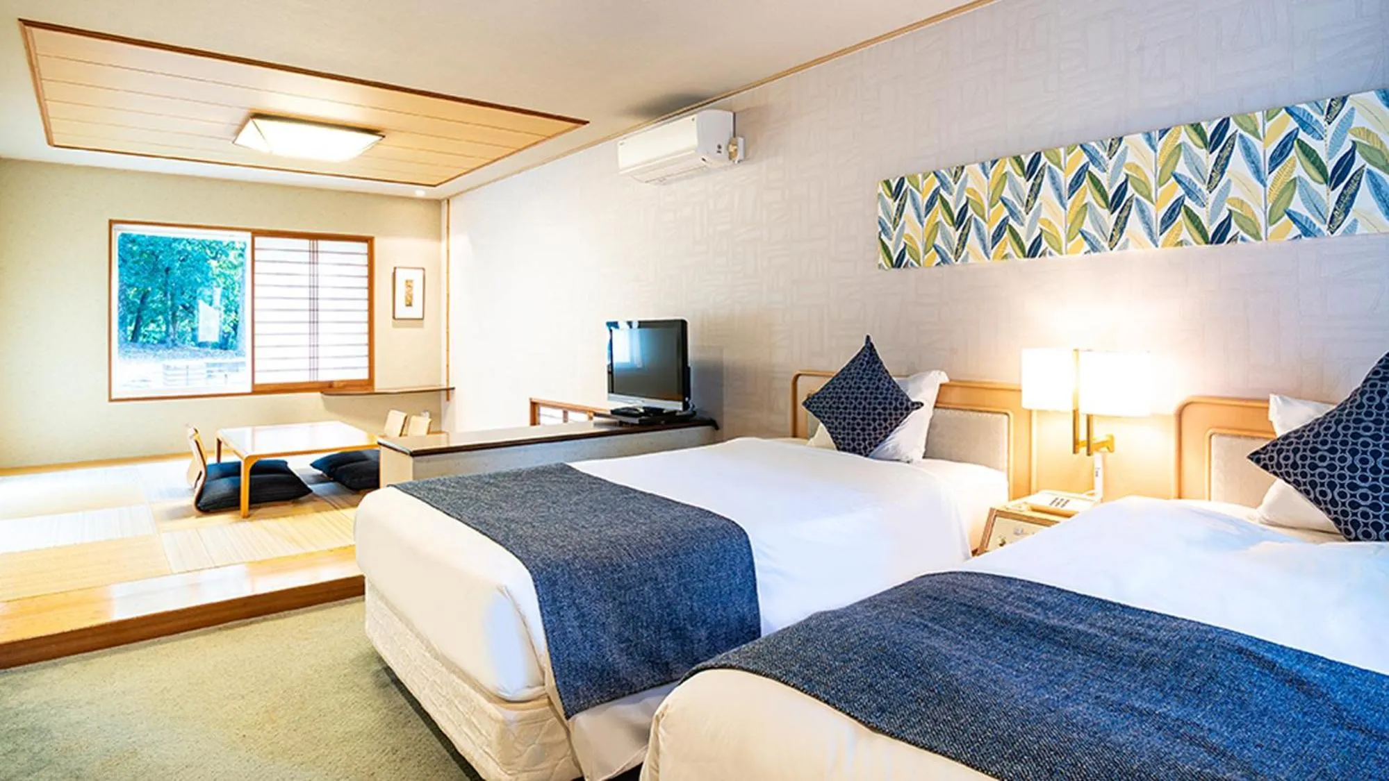 Bed in Seagaia Forest Cottages