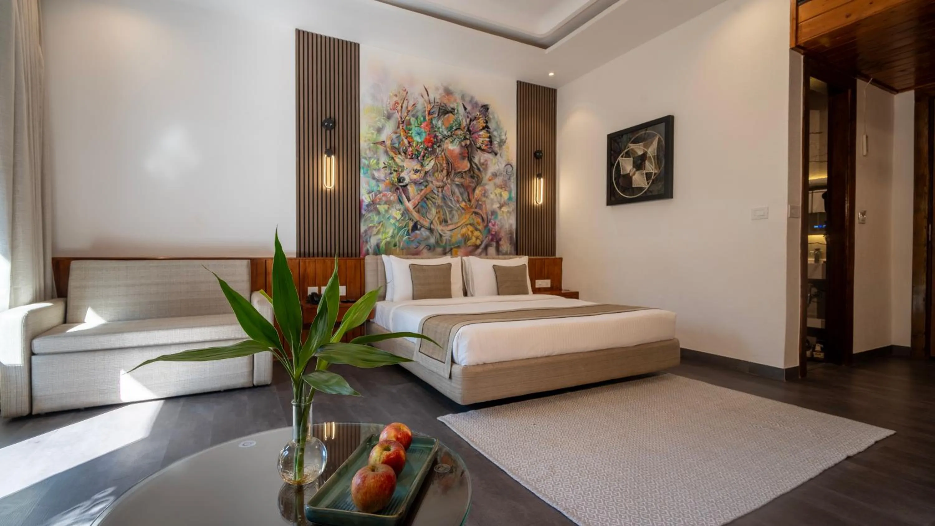 Living room, Bed in Tarangi Resort and Spa