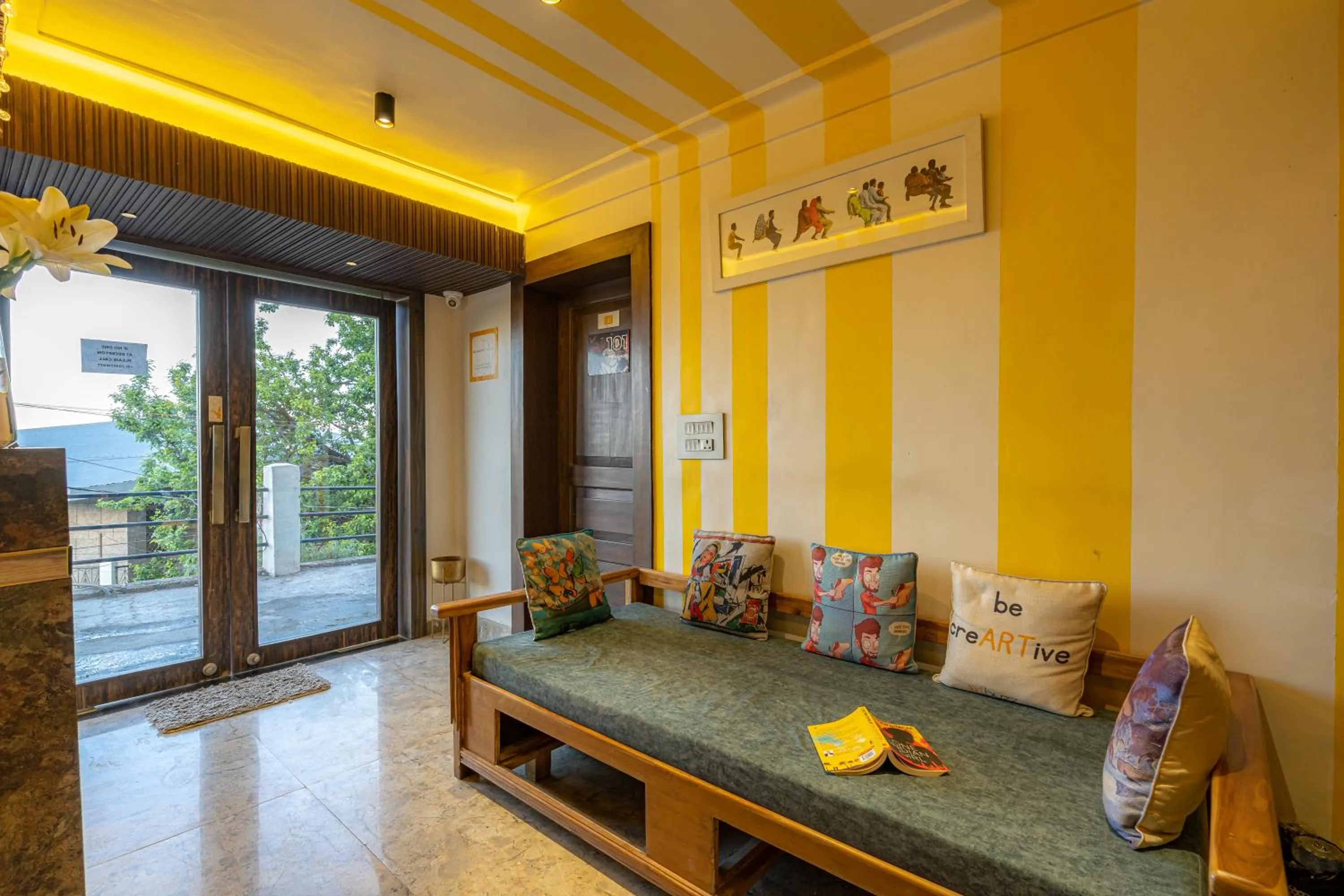 Living room in The Social Stays Mussoorie