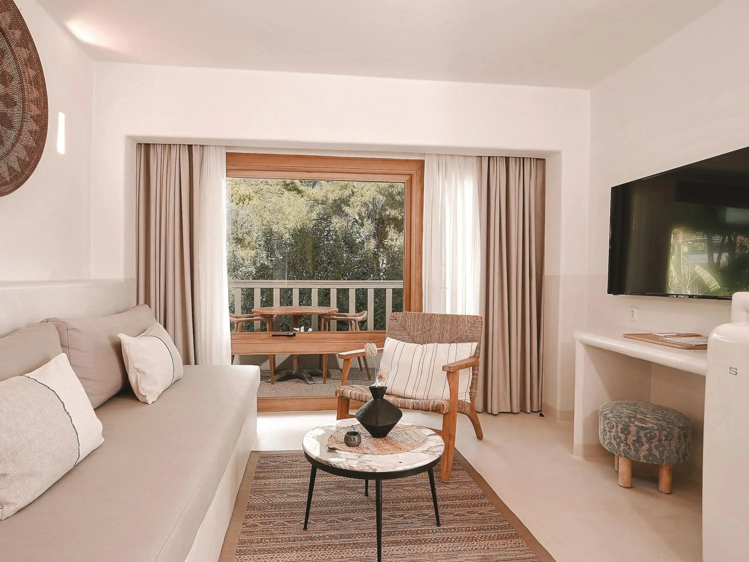 Living room in Perios Beach House - Adults Only Living room in Perios Beach House - Adults Only