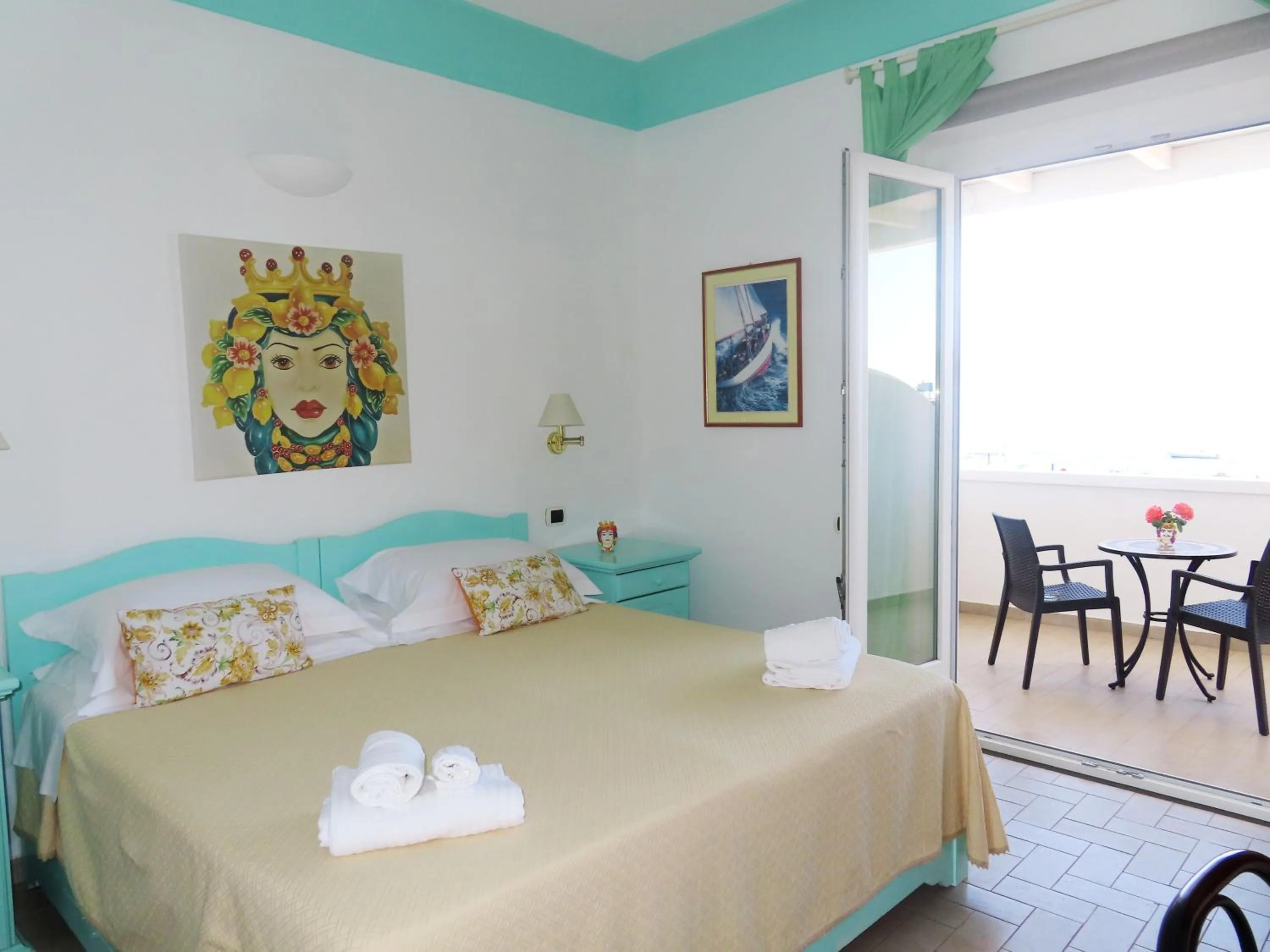 Bed in Hotel Ossidiana Stromboli Center