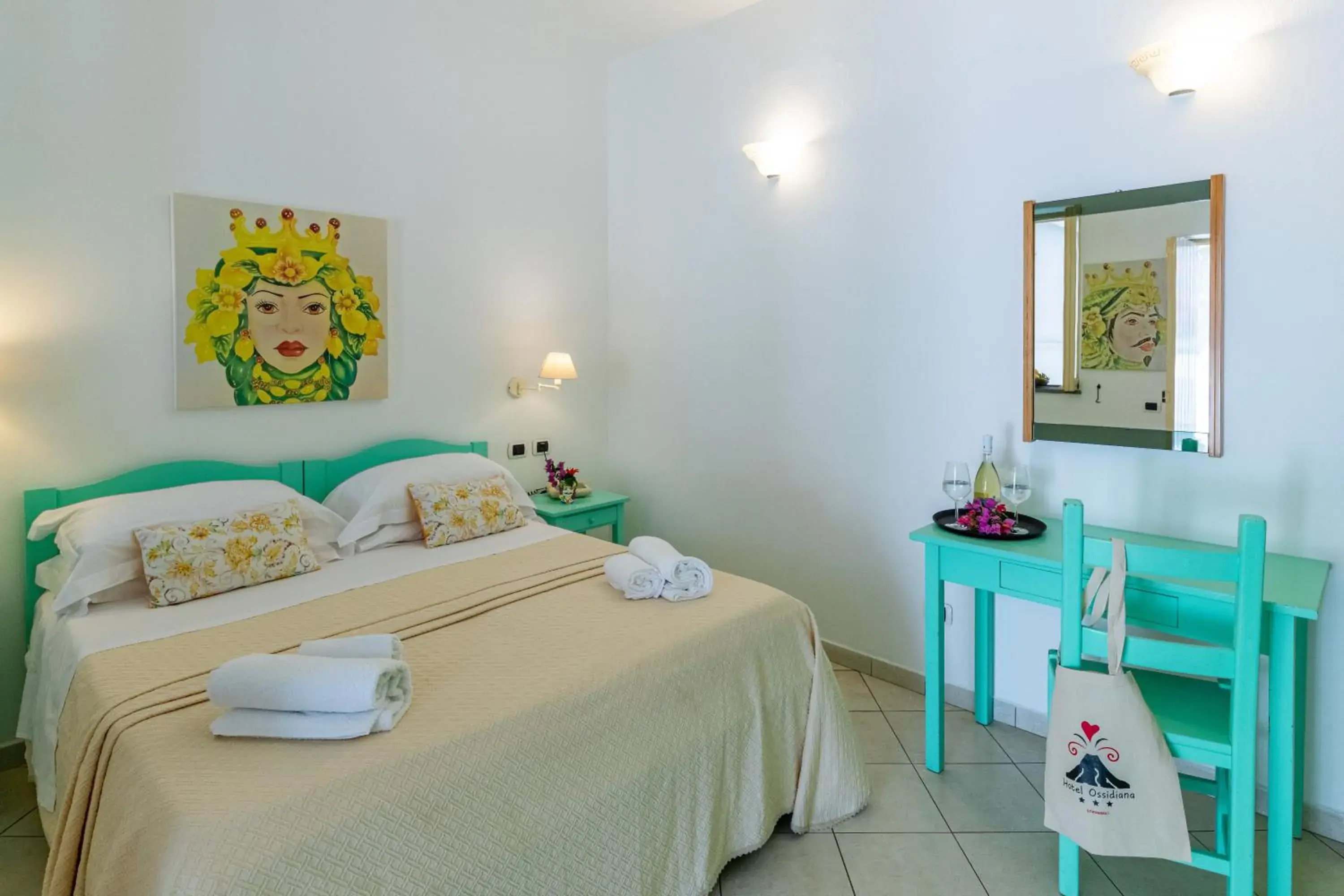 Bedroom, Bed in Hotel Ossidiana Stromboli Center