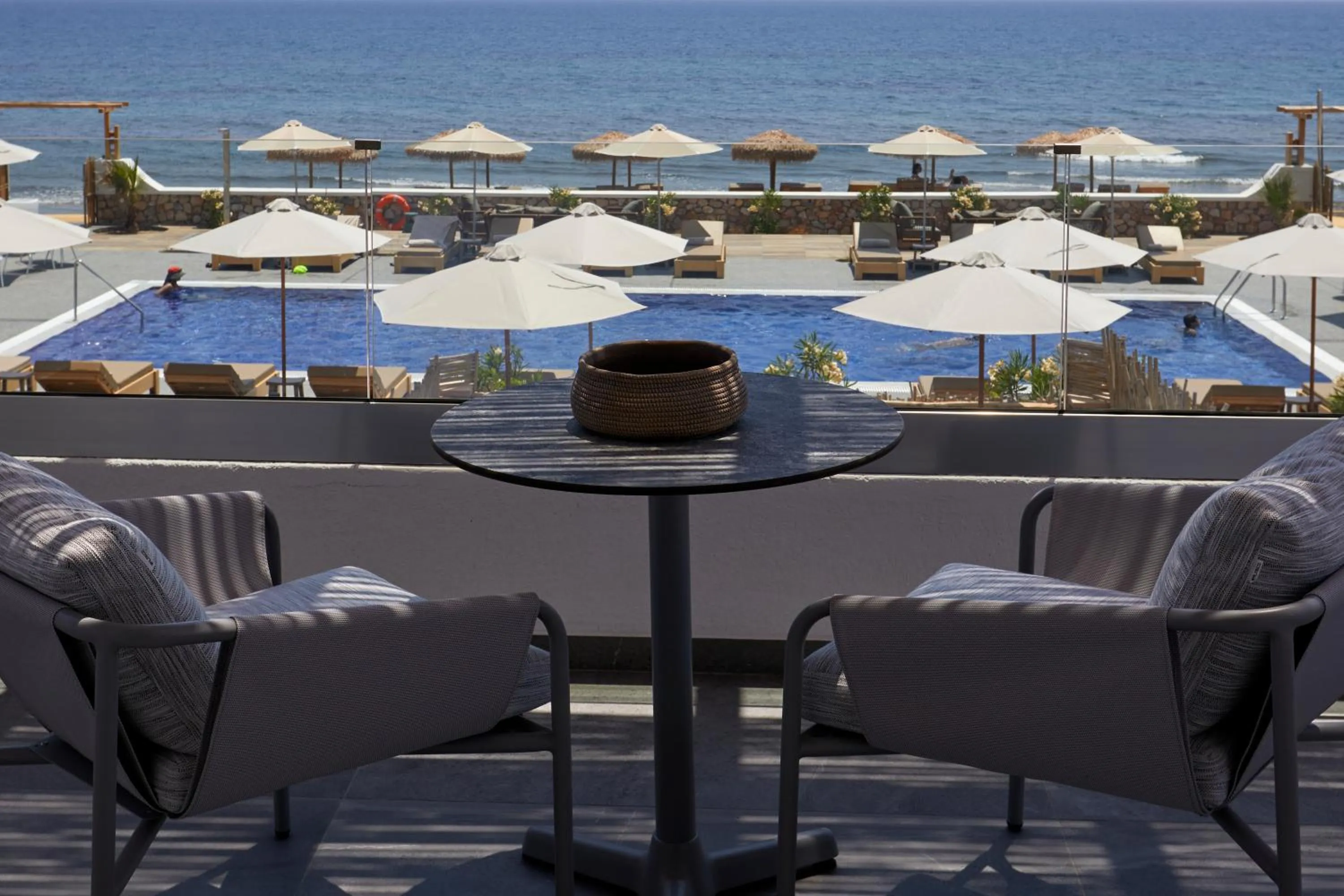 Balcony/Terrace in Sea Breeze Santorini Beach Resort, Curio By Hilton