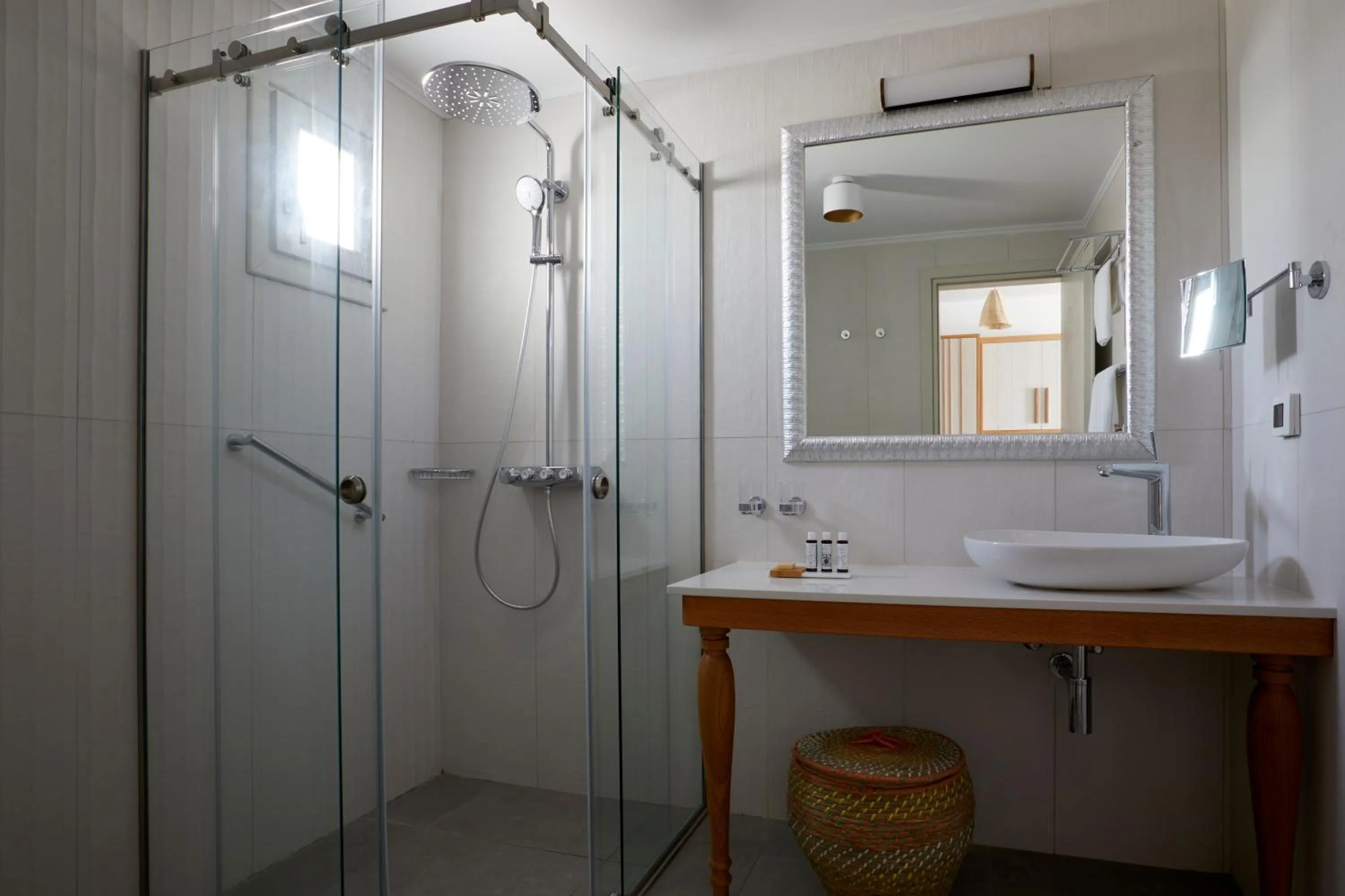 Shower in Sea Breeze Santorini Beach Resort, Curio By Hilton