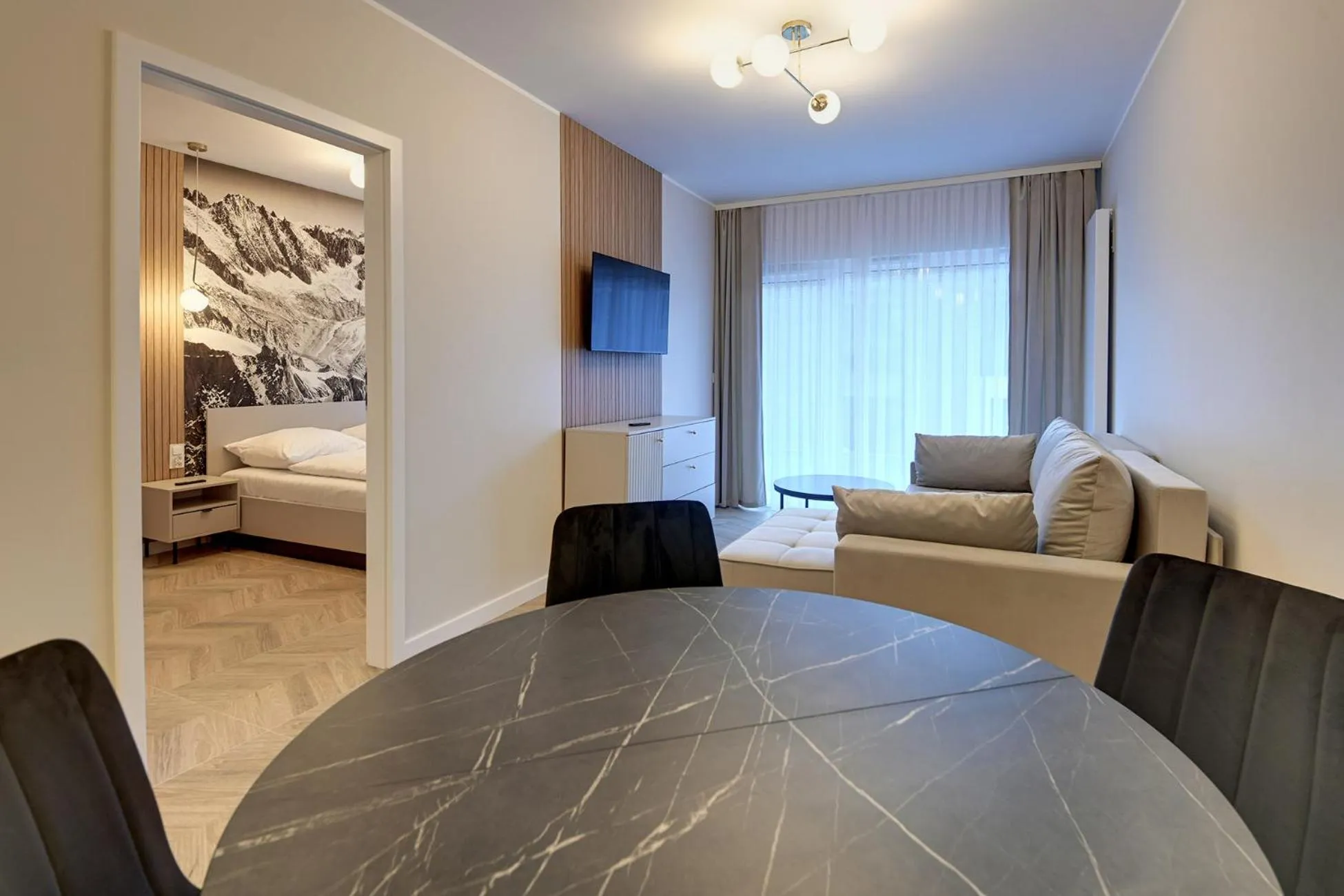 Living room, Bed in RentPlanet - Apartamenty IzerSKI Resort