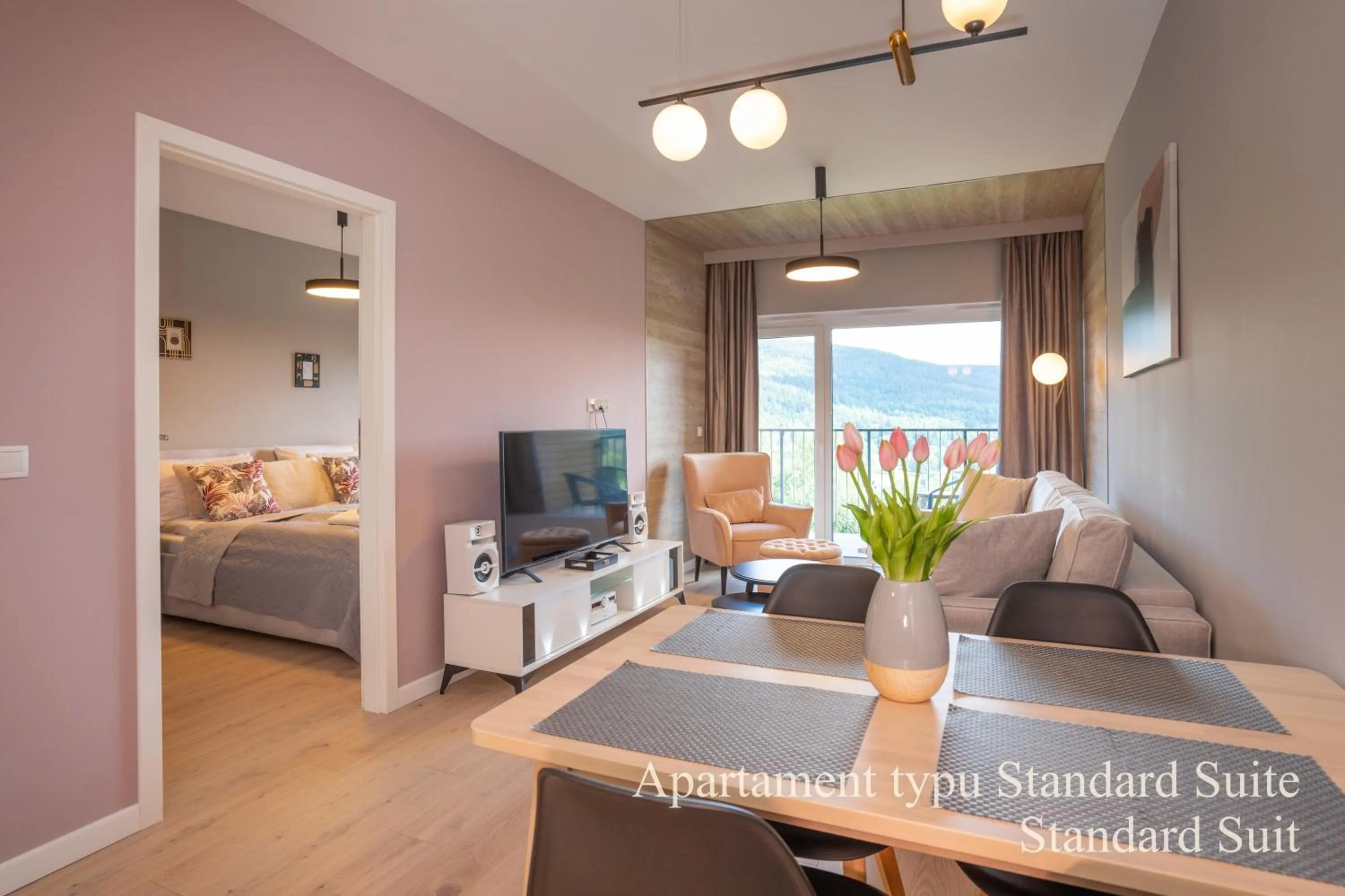 Living room, Bed in RentPlanet - Apartamenty IzerSKI Resort