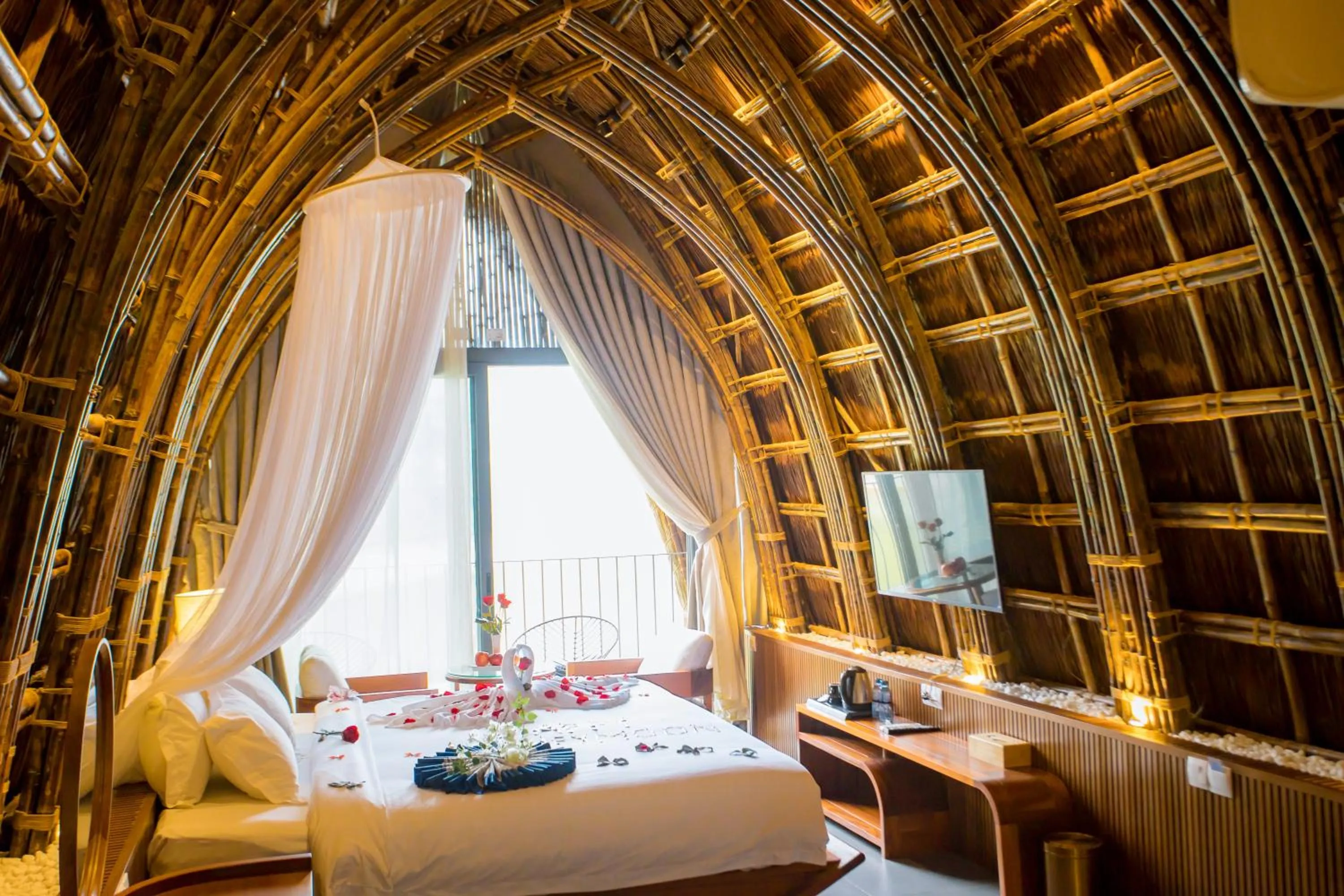 Decorative detail, Bed in Wyndham Grand Vedana Ninh Binh Resort