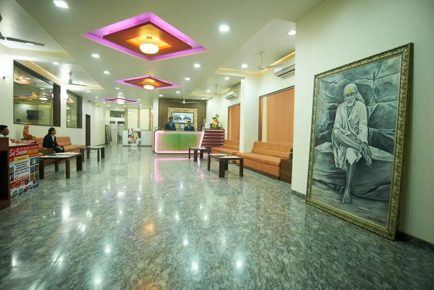 Lobby or reception in Hotel Sai Sangam Lobby or reception in Hotel Sai Sangam