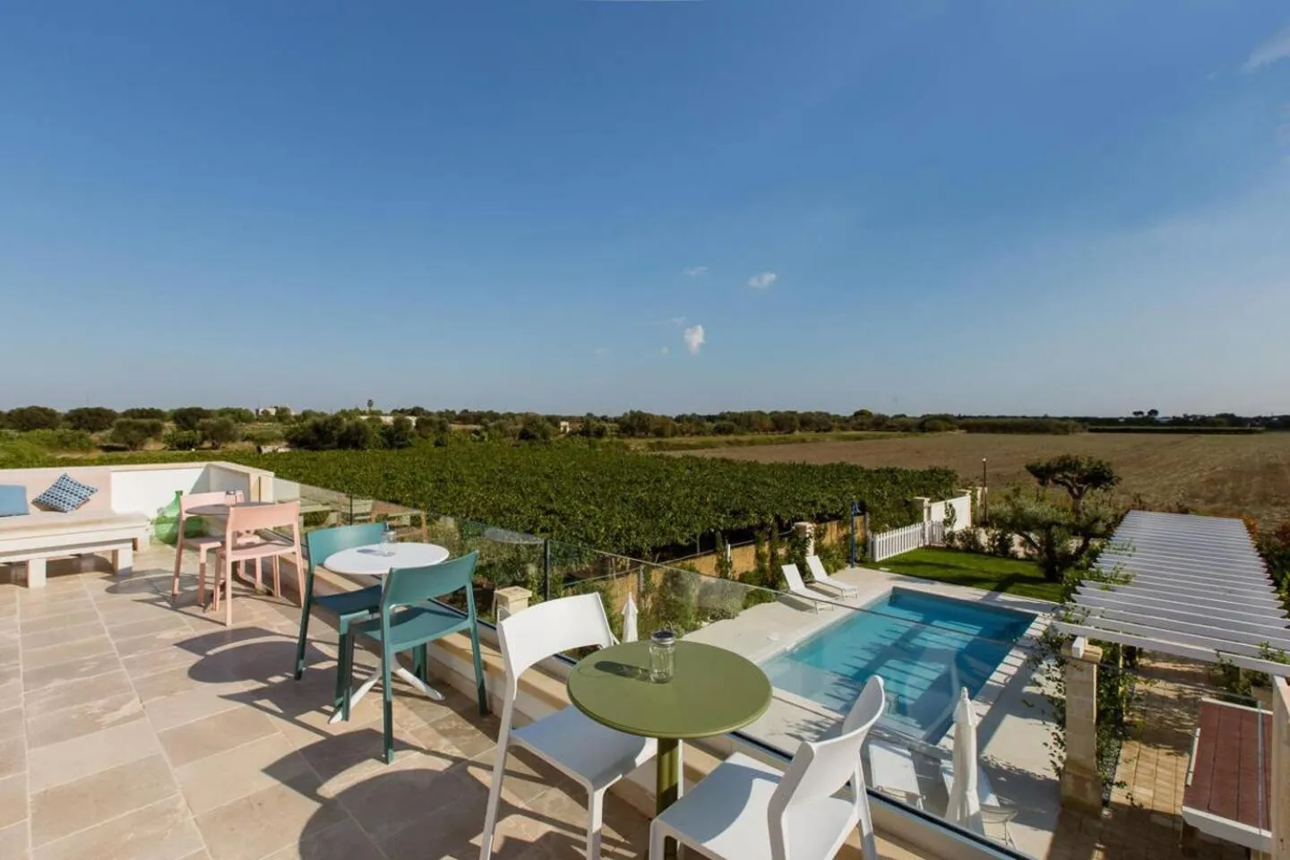 Pool view in Masseria Ella