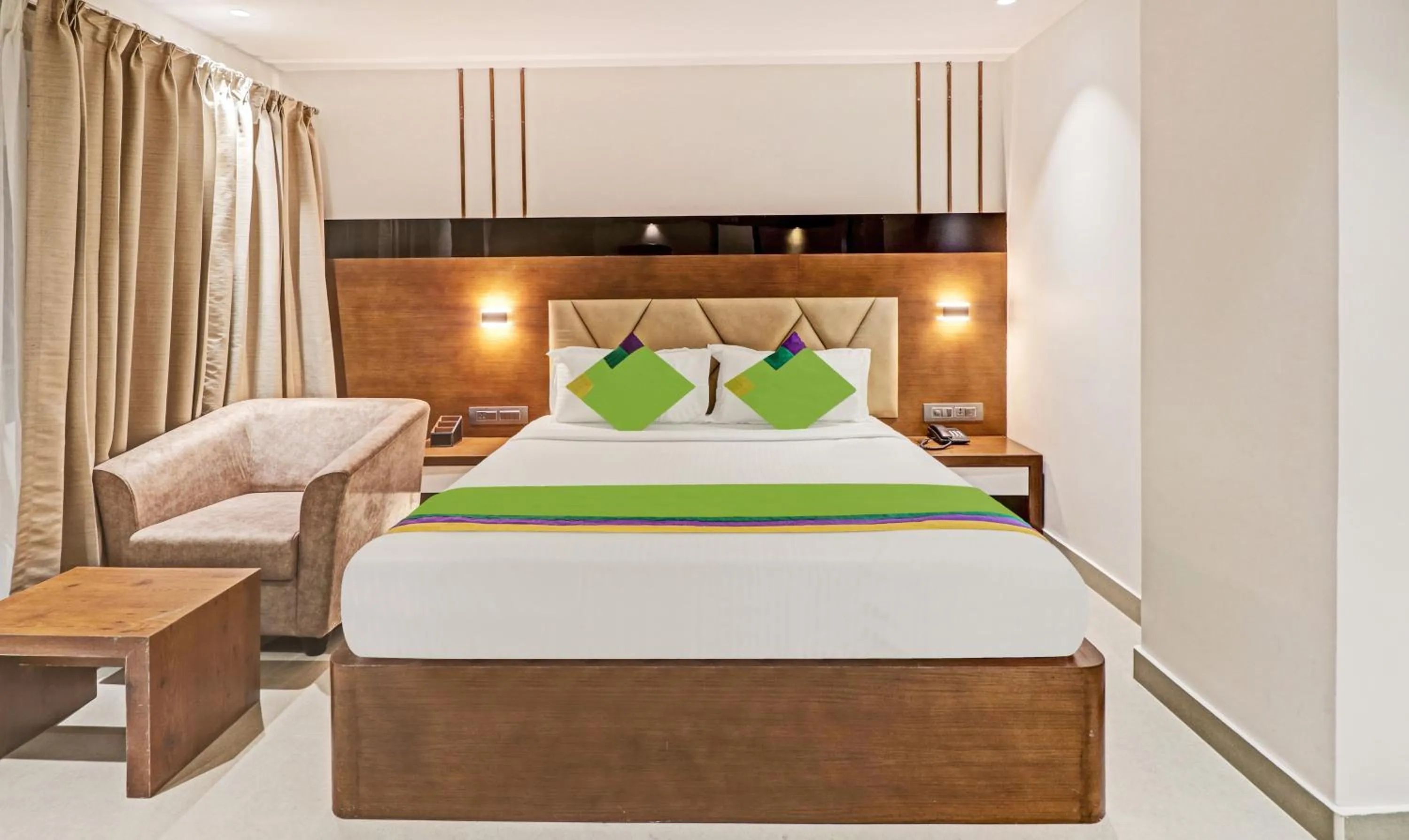 Bedroom, Bed in Treebo Emora Grand