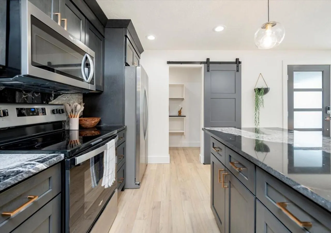 Kitchen or kitchenette in Mid Century Modern Boise-River Bungalow w/ Hot Tub
