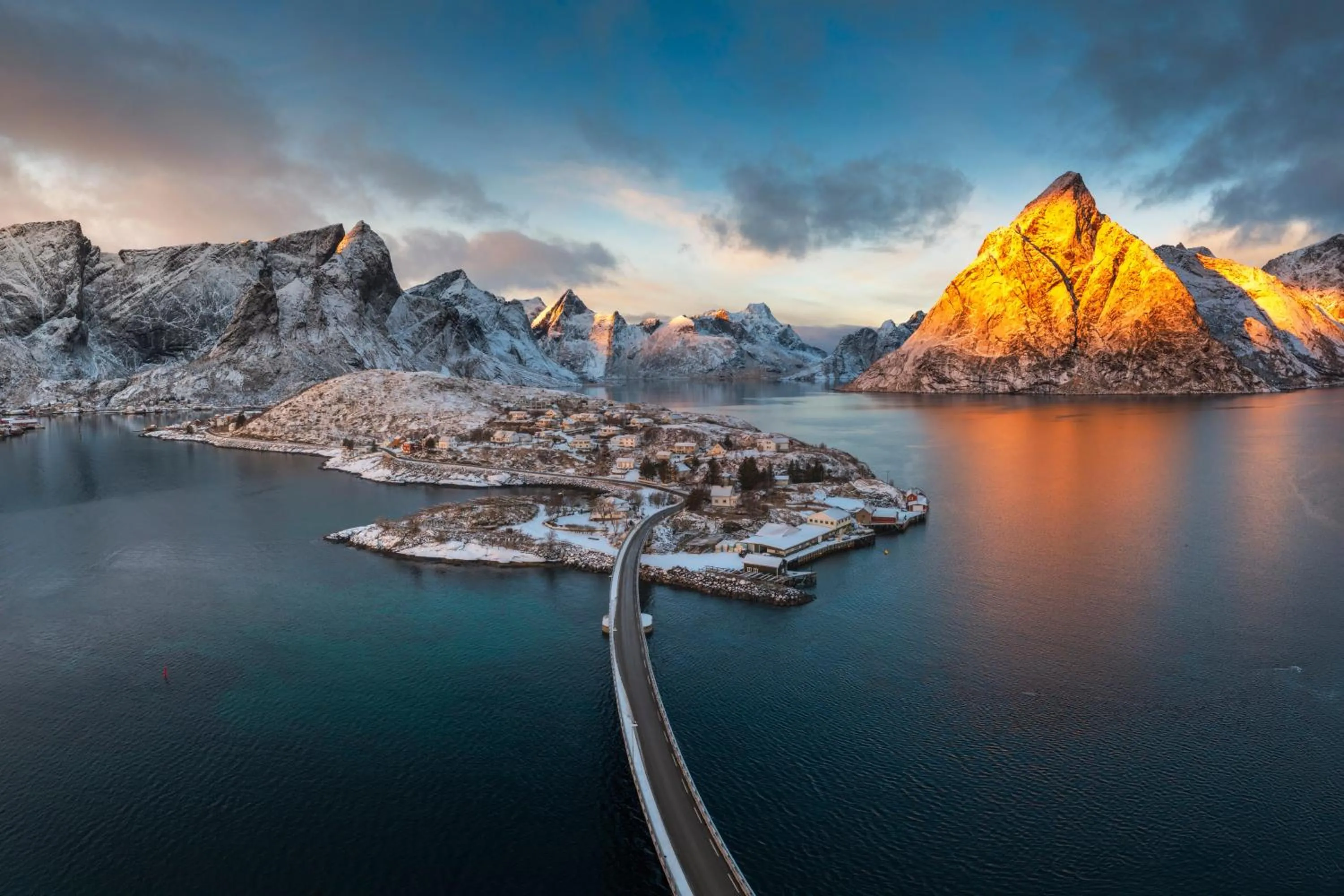 Nearby landmark in Lofoten panorama luxury home with sauna in Reine