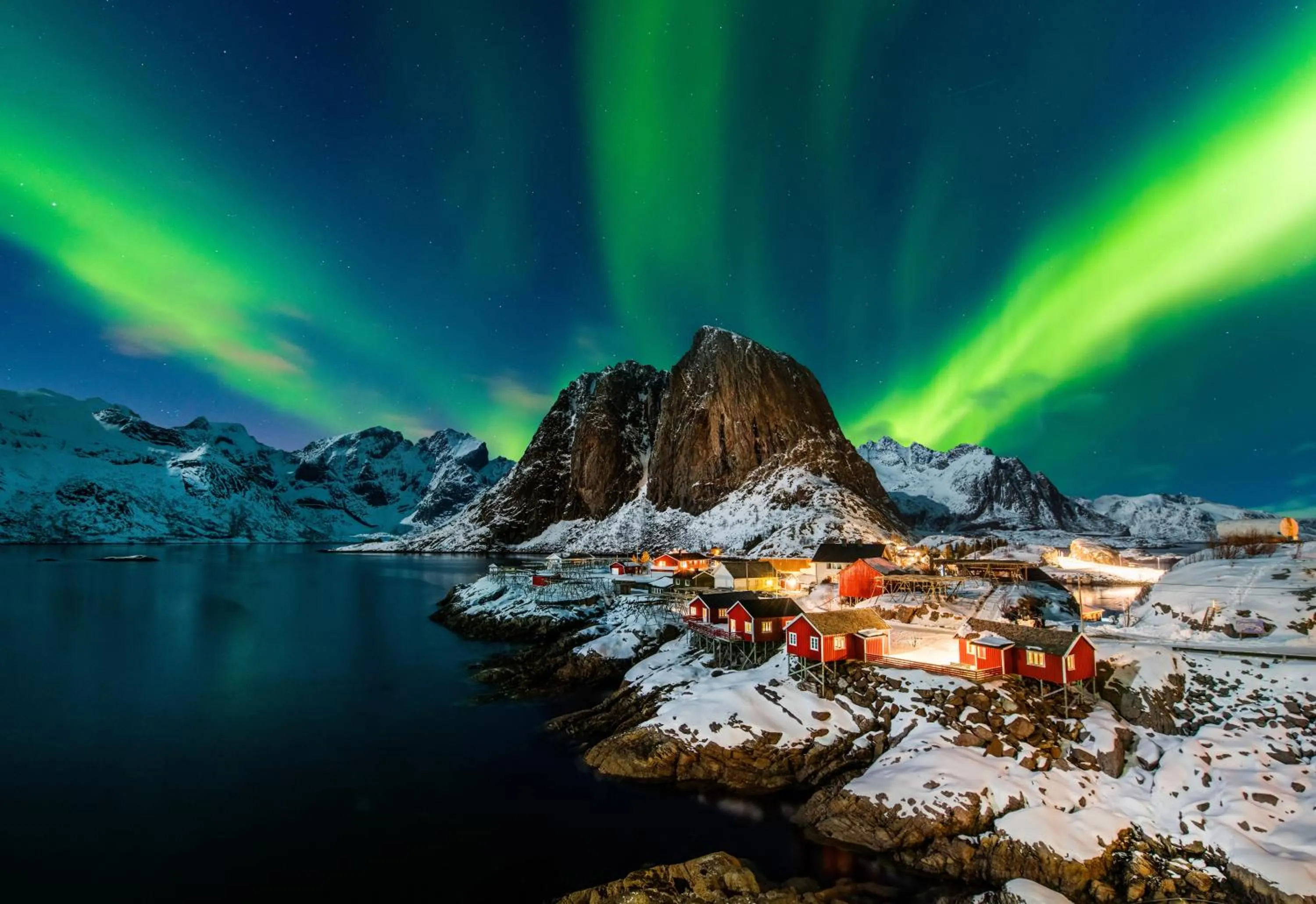Lofoten panorama luxury home with sauna in Reine